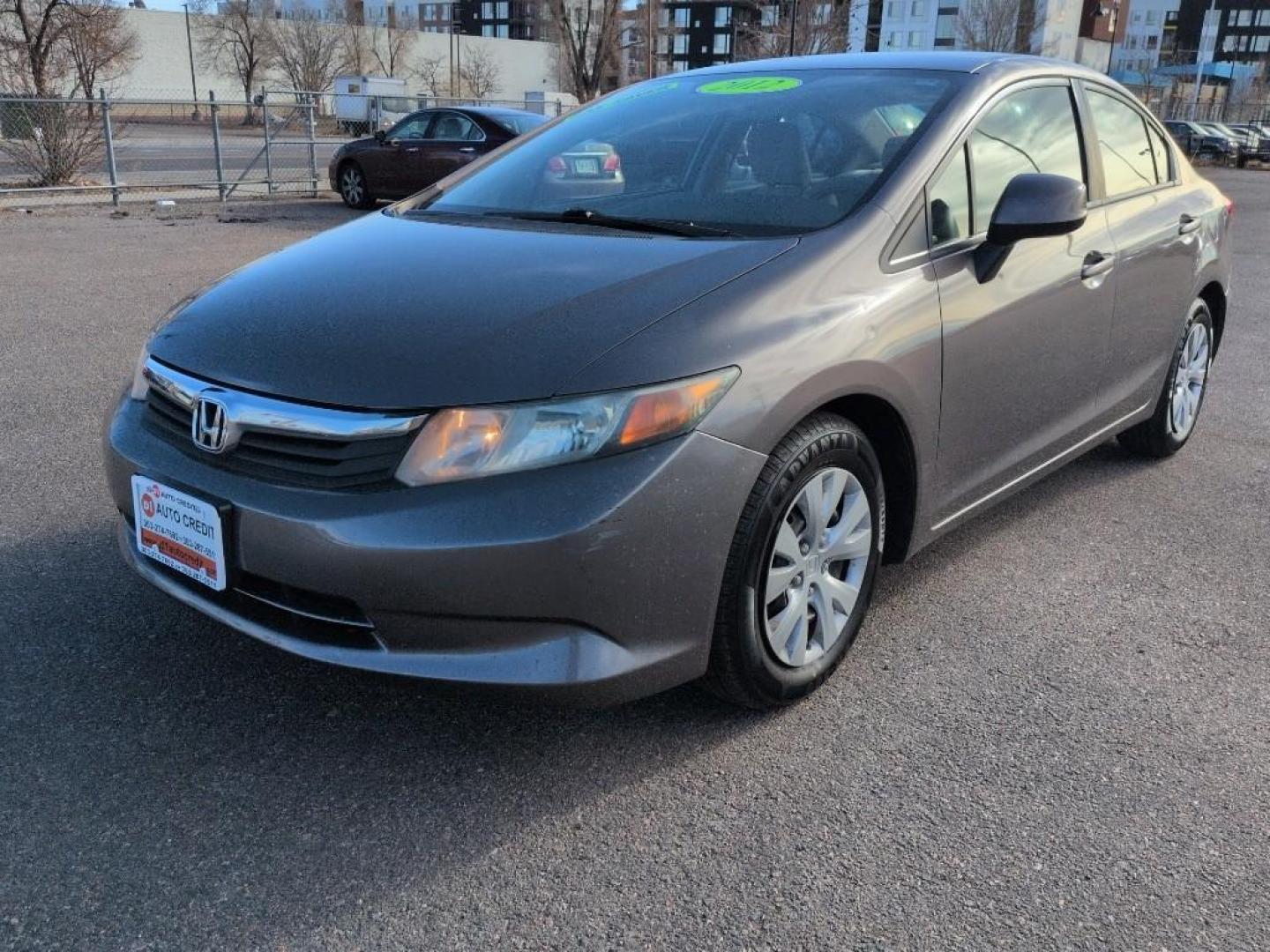 2012 GRAY Honda Civic LX (19XFB2F57CE) with an 4 Cyl, 1.8L engine, Automatic transmission, located at 10890 W. Colfax Ave., Lakewood, CO, 80215, (303) 274-7692, 39.739914, -105.120132 - Photo#0