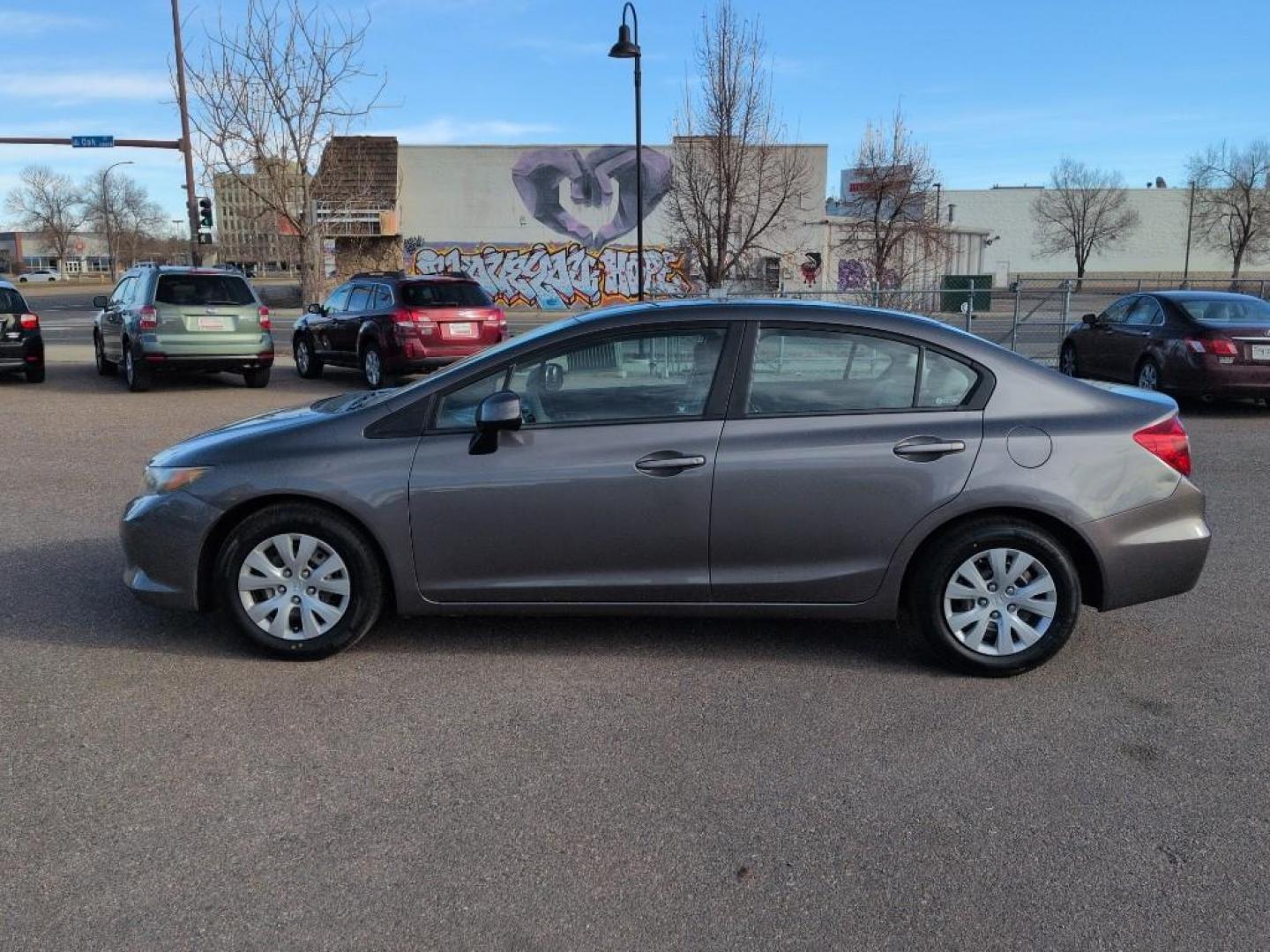 2012 GRAY Honda Civic LX (19XFB2F57CE) with an 4 Cyl, 1.8L engine, Automatic transmission, located at 10890 W. Colfax Ave., Lakewood, CO, 80215, (303) 274-7692, 39.739914, -105.120132 - Photo#7