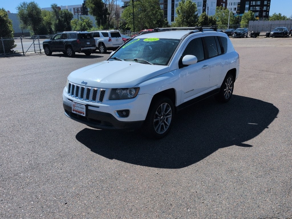 2014 WHITE Jeep Compass Limited (1C4NJCCB5ED) with an 4 Cyl, 2.4L engine, Automatic transmission, located at 10890 W. Colfax Ave., Lakewood, CO, 80215, (303) 274-7692, 39.739914, -105.120132- Photo#0