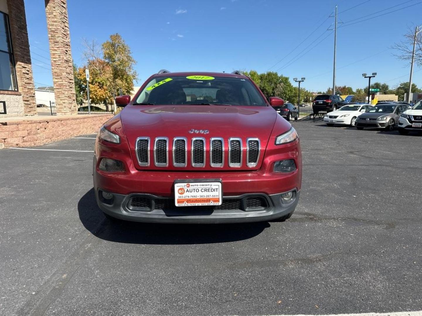 2017 Deep Cherry Red Crystal Pearlcoat /Black Jeep Cherokee Latitude (1C4PJMCB9HW) with an 2.4L I4 MultiAir engine, Automatic transmission, located at 10890 W. Colfax Ave., Lakewood, CO, 80215, (303) 274-7692, 39.739914, -105.120132 - 2017 Jeep Cherokee 4WD<br><br>D1 Auto NEVER charges dealer fees! All cars have clean titles and have been inspected for mechanical issues. We have financing for everyone. Good credit, bad credit, first time buyers.<br>Clean CARFAX.<br>Please call Lakewood Location 303-274-7692 or Thornton 303-287-55 - Photo#2