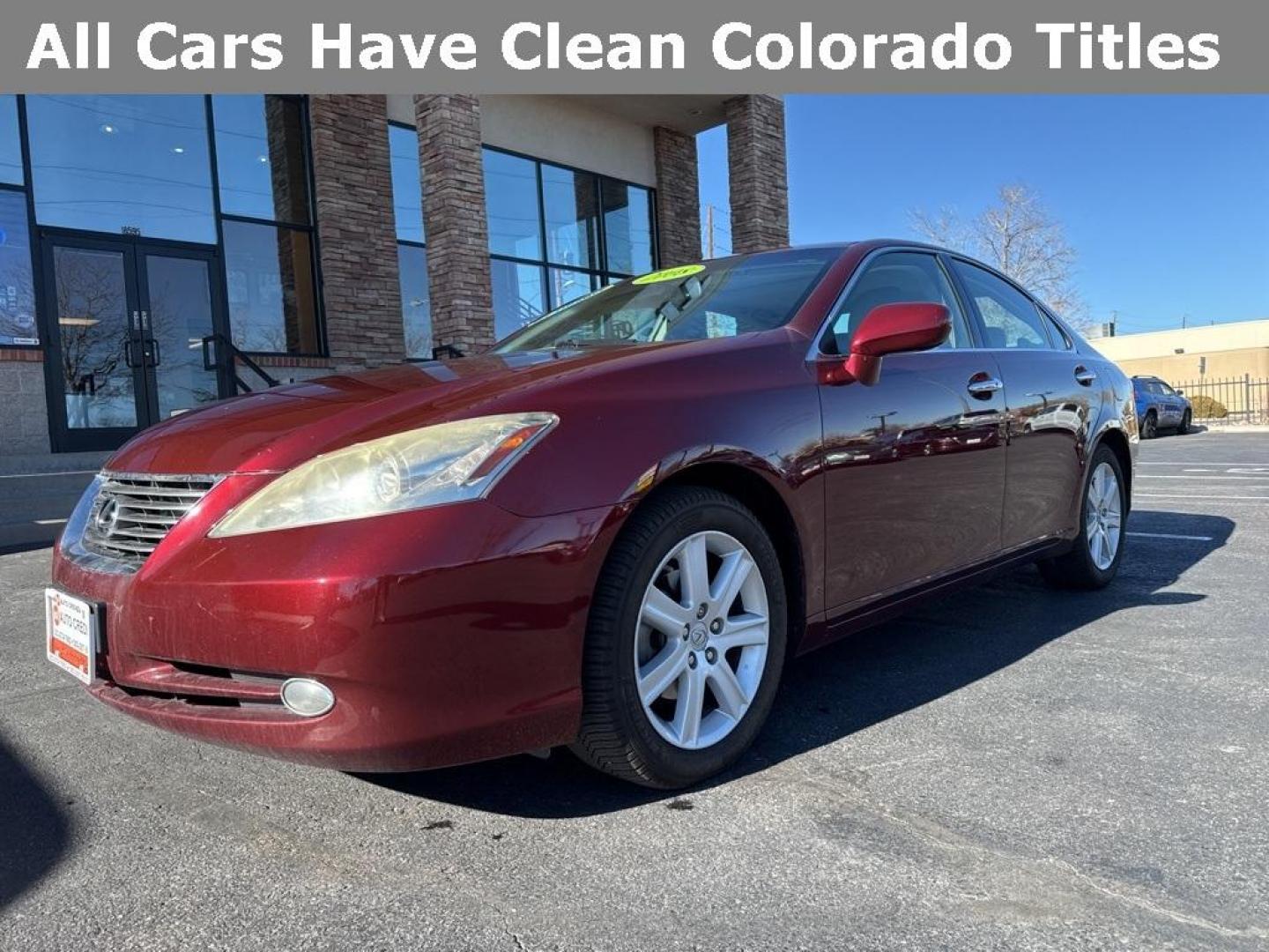 2008 Royal Ruby Metallic /Light Gray Lexus ES 350 (JTHBJ46G882) with an 3.5L V6 DOHC Dual VVT-i 24V engine, Automatic transmission, located at 10890 W. Colfax Ave., Lakewood, CO, 80215, (303) 274-7692, 39.739914, -105.120132 - 2008 Lexus ES FWD Light Gray Cloth.<br><br>D1 Auto NEVER charges dealer fees! All cars have clean titles and have been inspected for mechanical issues. We have financing for everyone. Good credit, bad credit, first time buyers.<br>Odometer is 7992 miles below market average!<br>Please call Lakewood - Photo#0