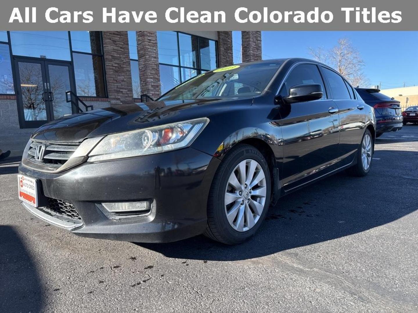 2013 Crystal Black Pearl /Parchment Honda Accord EX-L (1HGCR2F87DA) with an 2.4L I4 DOHC i-VTEC 16V engine, CVT transmission, located at 10890 W. Colfax Ave., Lakewood, CO, 80215, (303) 274-7692, 39.739914, -105.120132 - 2013 Honda Accord FWD FWD, Parchment Leather.<br><br>D1 Auto NEVER charges dealer fees! All cars have clean titles and have been inspected for mechanical issues. We have financing for everyone. Good credit, bad credit, first time buyers.<br><br>Please call Lakewood Location 303-274-7692 or Thornton - Photo#0