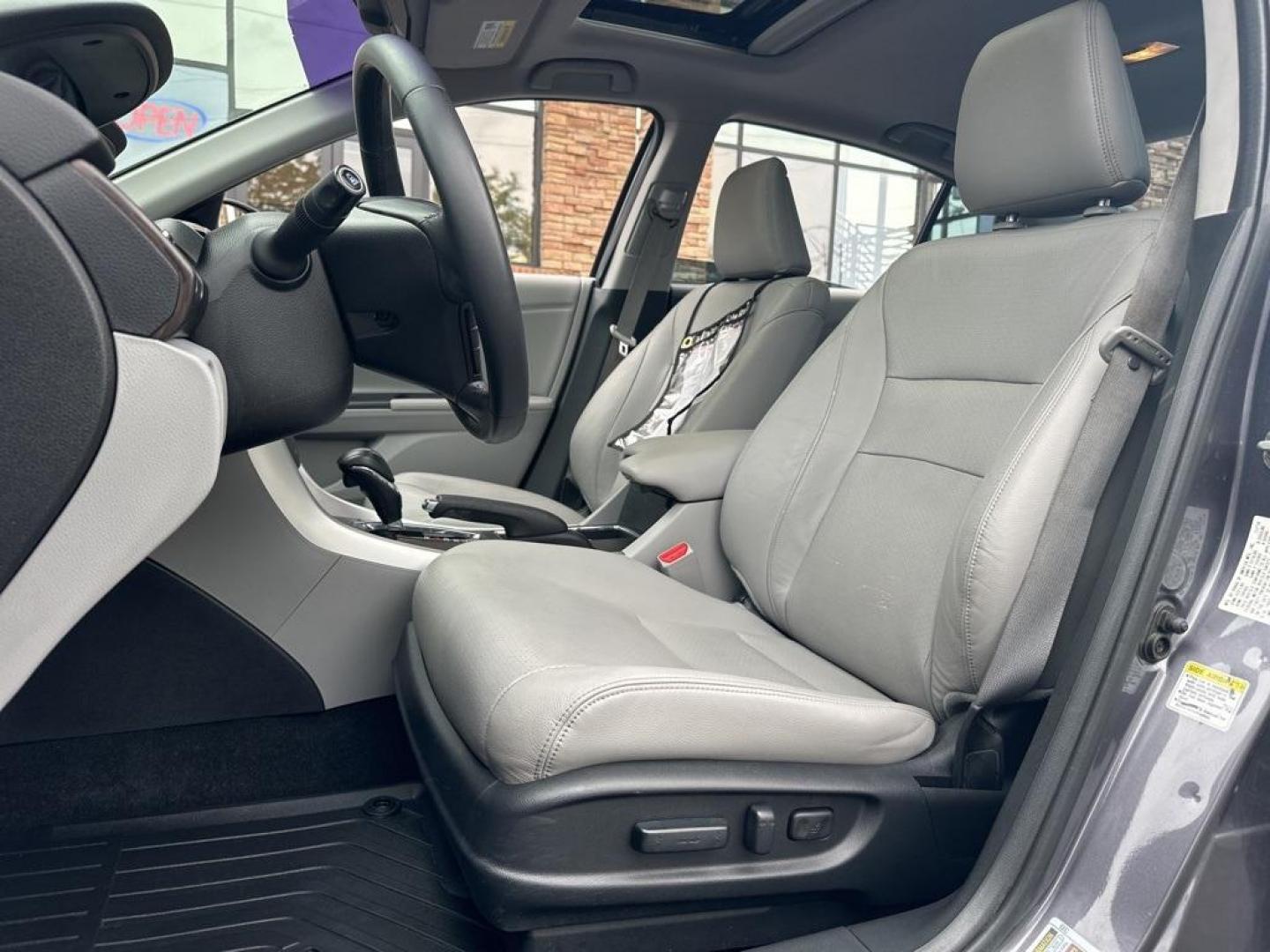 2015 Modern Steel Metallic /Gray Honda Accord EX-L (1HGCR2F80FA) with an 2.4L I4 DOHC i-VTEC 16V engine, CVT transmission, located at 10890 W. Colfax Ave., Lakewood, CO, 80215, (303) 274-7692, 39.739914, -105.120132 - 2015 Honda Accord in excellent condition inside and out. Clean title and really shows pride of ownership. Non smoker and loaded with, heated leather seats, Bluetooth with Bluetooh audio to play your music, sun roof, 2 sets of floor mats, and fully serviced. <br>All Cars Have Clean Titles And Are Ser - Photo#14