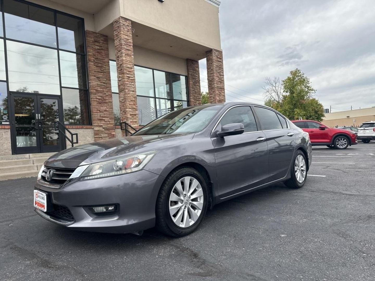 2015 Modern Steel Metallic /Gray Honda Accord EX-L (1HGCR2F80FA) with an 2.4L I4 DOHC i-VTEC 16V engine, CVT transmission, located at 10890 W. Colfax Ave., Lakewood, CO, 80215, (303) 274-7692, 39.739914, -105.120132 - 2015 Honda Accord in excellent condition inside and out. Clean title and really shows pride of ownership. Non smoker and loaded with, heated leather seats, Bluetooth with Bluetooh audio to play your music, sun roof, 2 sets of floor mats, and fully serviced. <br>All Cars Have Clean Titles And Are Ser - Photo#1