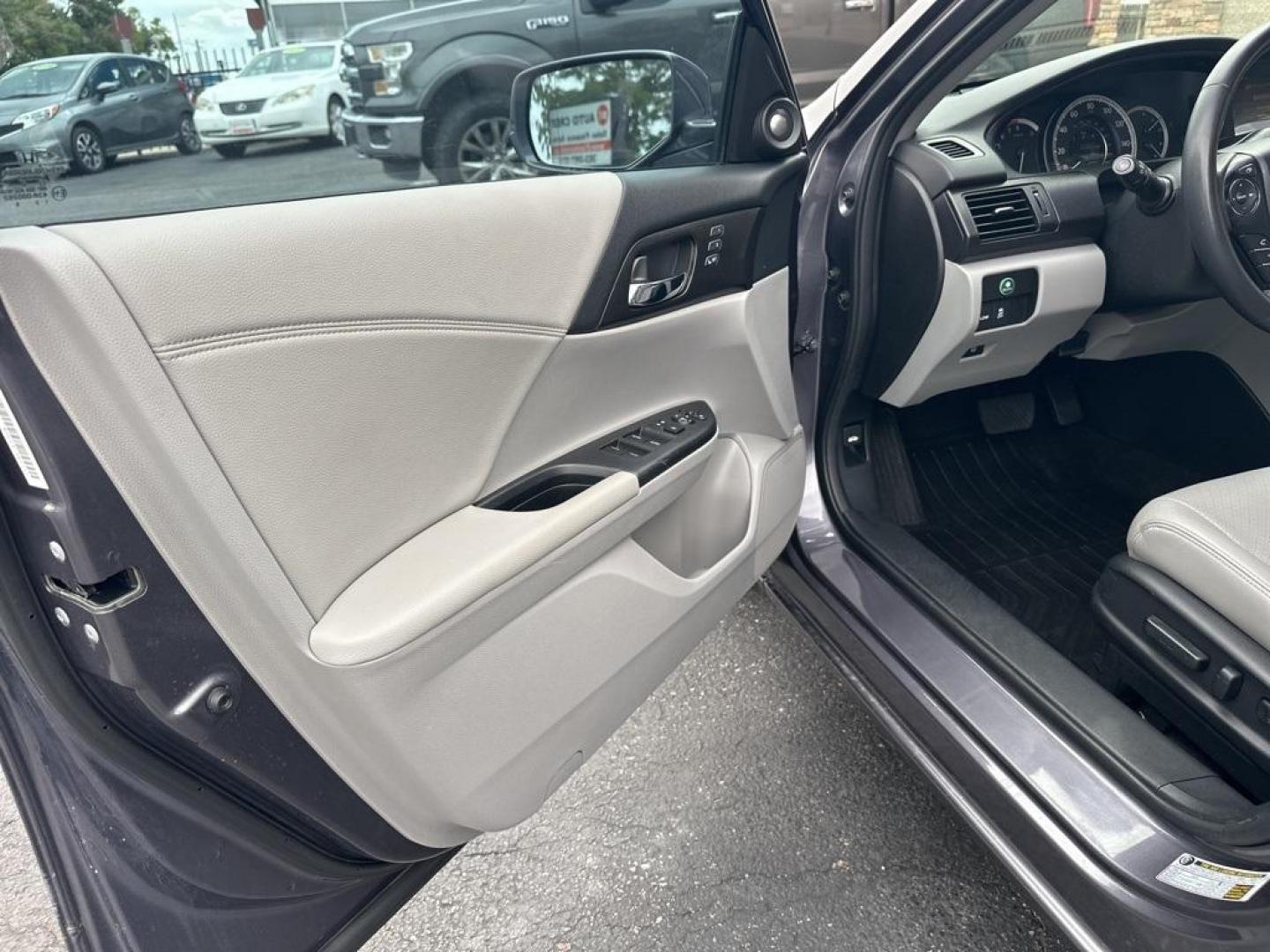 2015 Modern Steel Metallic /Gray Honda Accord EX-L (1HGCR2F80FA) with an 2.4L I4 DOHC i-VTEC 16V engine, CVT transmission, located at 10890 W. Colfax Ave., Lakewood, CO, 80215, (303) 274-7692, 39.739914, -105.120132 - 2015 Honda Accord in excellent condition inside and out. Clean title and really shows pride of ownership. Non smoker and loaded with, heated leather seats, Bluetooth with Bluetooh audio to play your music, sun roof, 2 sets of floor mats, and fully serviced. <br>All Cars Have Clean Titles And Are Ser - Photo#28