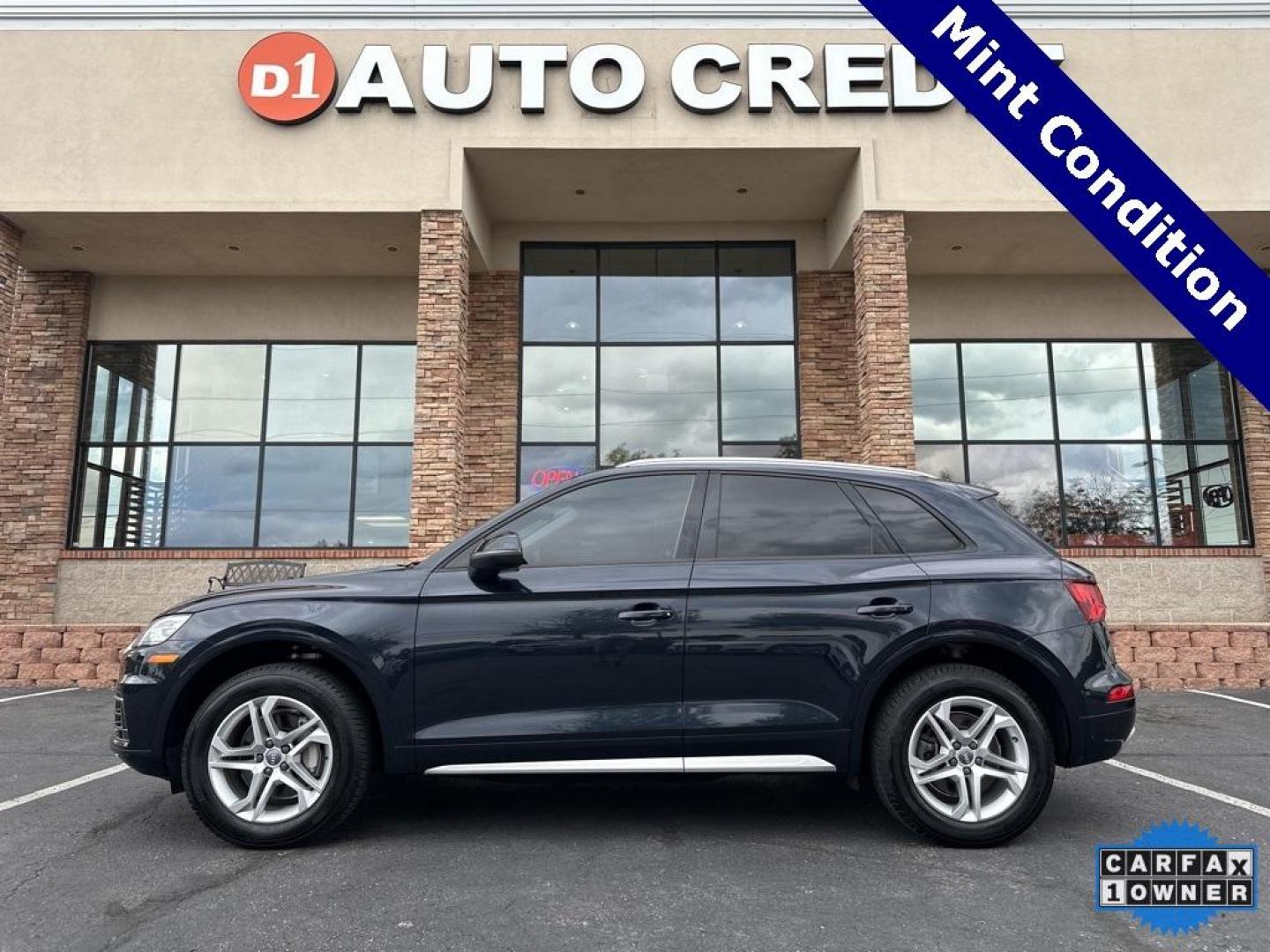 2018 Moonlight Blue Metallic /Rock Gray Audi Q5 2.0T Premium (WA1ANAFY8J2) with an 2.0L TFSI engine, Automatic transmission, located at 10890 W. Colfax Ave., Lakewood, CO, 80215, (303) 274-7692, 39.739914, -105.120132 - 2018 Audi Q5 One owner and not a scratch on this Audi!! Rare Moonlight Blue Metallic, this non smoker, non pet car is as clean as the day it rolled out of the factory. Truly a 10 out of 10 inside and out. New Michelin tires and fully serviced, ready for Colorado.<br><br>All Cars Have Clean Titles An - Photo#0