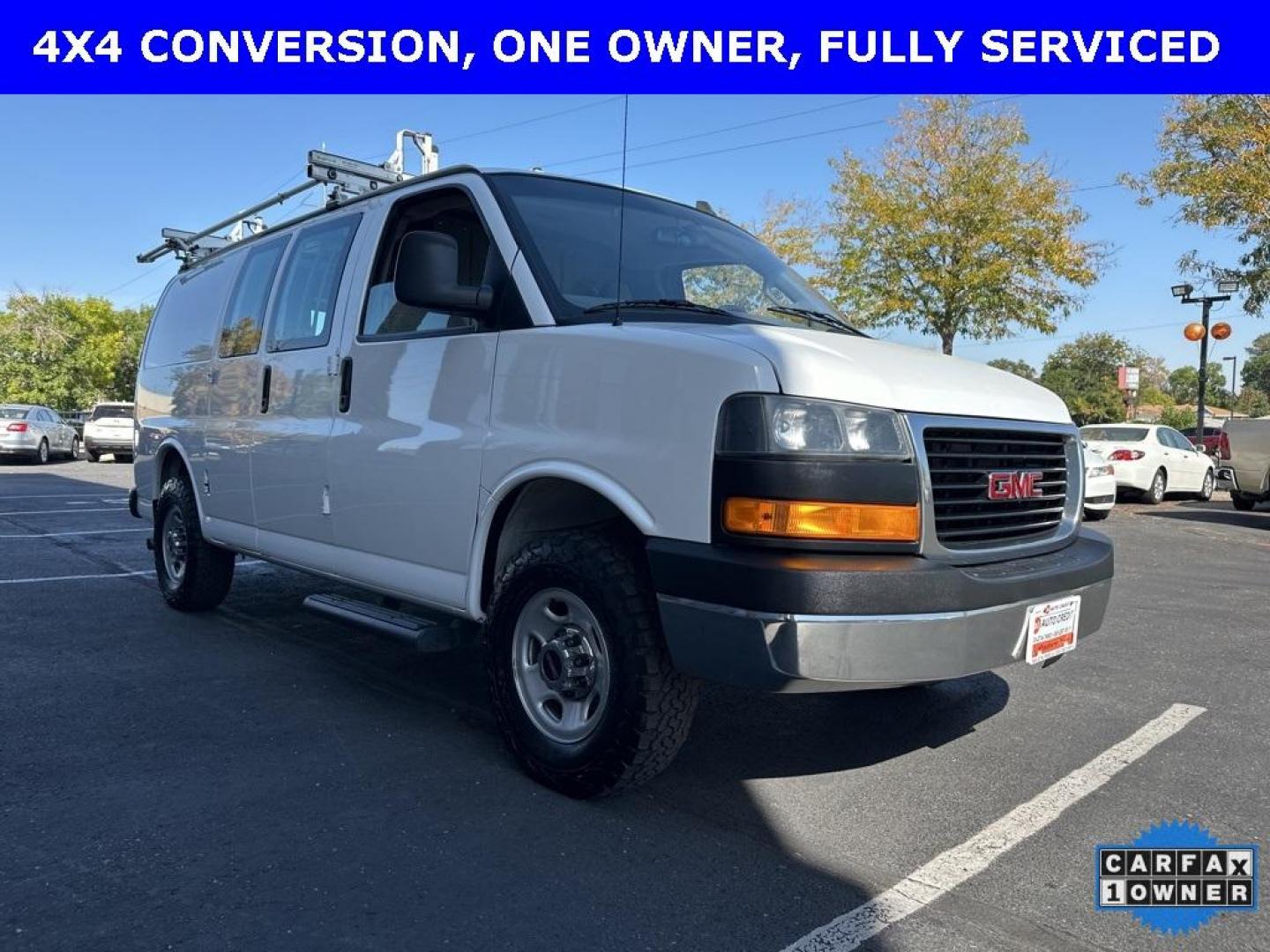 2019 Summit White /Medium Pewter GMC Savana 2500 Work Van (1GTW7AFG1K1) with an Vortec 6.0L V8 SFI Flex Fuel engine, Automatic transmission, located at 10890 W. Colfax Ave., Lakewood, CO, 80215, (303) 274-7692, 39.739914, -105.120132 - 4x4 Conversion and 6.0L Engine. Loaded up with storage bins, ladder racks and ready to go to work. Fully serviced with no mechanical issues.<br>In House Financing Available.<br><br>All Cars Have Clean Titles And Are Serviced Before Sale., Backup Camera, Savana 2500 Work Van 4x4 Conversion, Vortec 6 - Photo#3