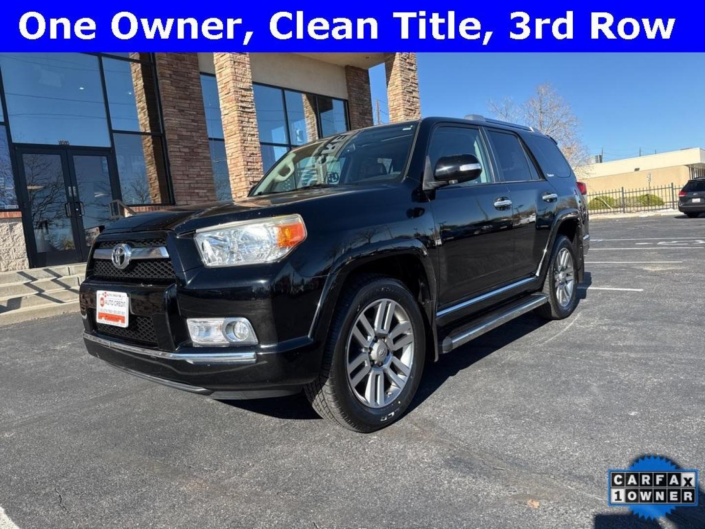 2011 Black /Black Toyota 4Runner Limited (JTEBU5JR2B5) with an 4.0L V6 SMPI DOHC engine, Automatic transmission, located at 10890 W. Colfax Ave., Lakewood, CO, 80215, (303) 274-7692, 39.739914, -105.120132 - 2011 Toyota 4Runner Limited with 3rd row seating. One Owner and fully loaded with, heated leather seats, backup camera, navigation, sun roof, Bluetooth and more. Seating for 7 with the 3rd row. <br><br>D1 Auto NEVER charges dealer fees! All cars have clean titles and have been inspected for mechanic - Photo#0