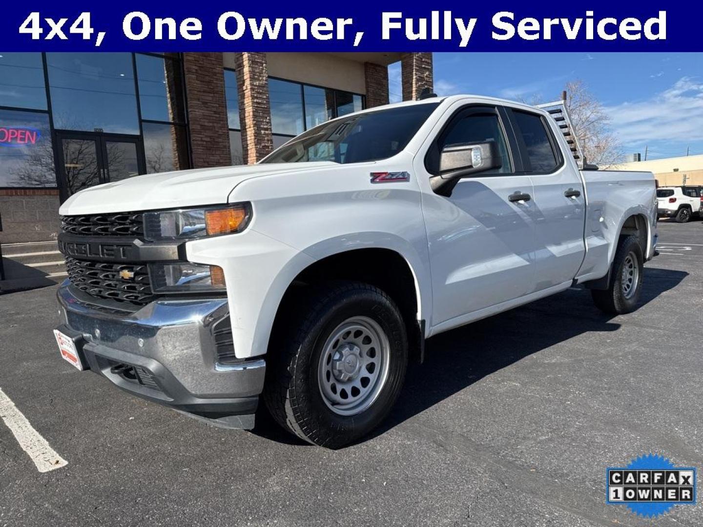 2019 Summit White /Black Chevrolet Silverado 1500 WT (1GCRYAEFXKZ) with an EcoTec3 5.3L V8 engine, Automatic transmission, located at 10890 W. Colfax Ave., Lakewood, CO, 80215, (303) 274-7692, 39.739914, -105.120132 - 2019 Chevrolet Silverado 1500 4x4, Quad Cab in great condition and fully serviced. This truck is ready for work or pleasure and equiped with the desirable 5.3L engine. <br>All Cars Have Clean Titles And Are Serviced Before Sale., CarfaxOne Owner, No Accidents, Backup Camera, Non Smoker, No Pet Odor - Photo#0