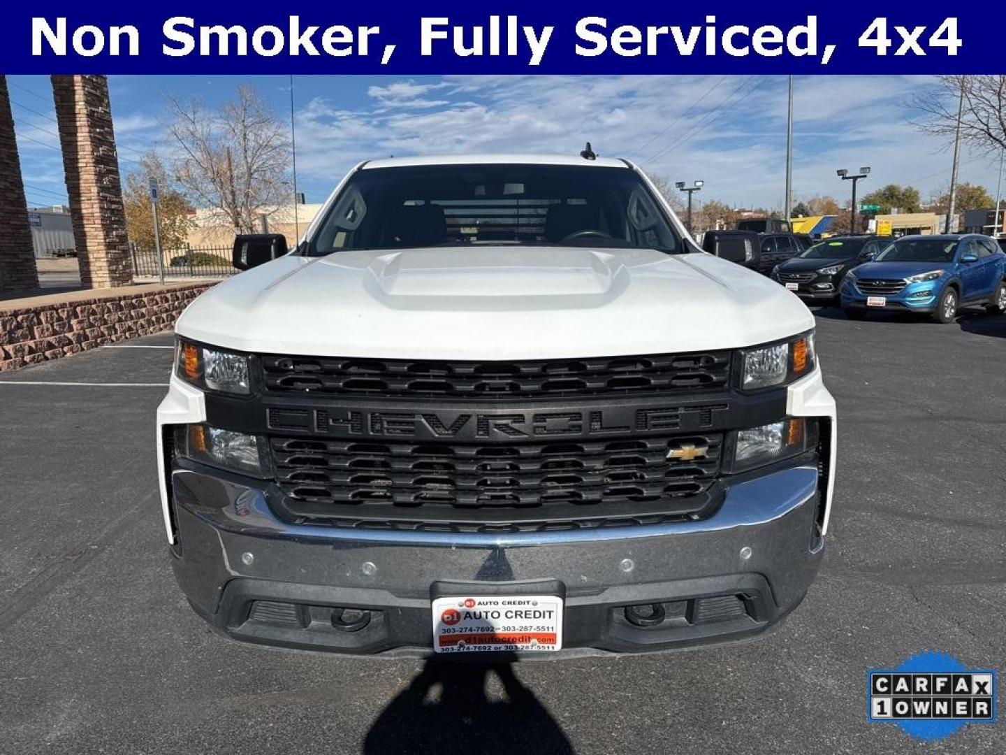 2019 Summit White /Black Chevrolet Silverado 1500 WT (1GCRYAEFXKZ) with an EcoTec3 5.3L V8 engine, Automatic transmission, located at 10890 W. Colfax Ave., Lakewood, CO, 80215, (303) 274-7692, 39.739914, -105.120132 - 2019 Chevrolet Silverado 1500 4x4, Quad Cab in great condition and fully serviced. This truck is ready for work or pleasure and equiped with the desirable 5.3L engine. <br>All Cars Have Clean Titles And Are Serviced Before Sale., CarfaxOne Owner, No Accidents, Backup Camera, Non Smoker, No Pet Odor - Photo#1