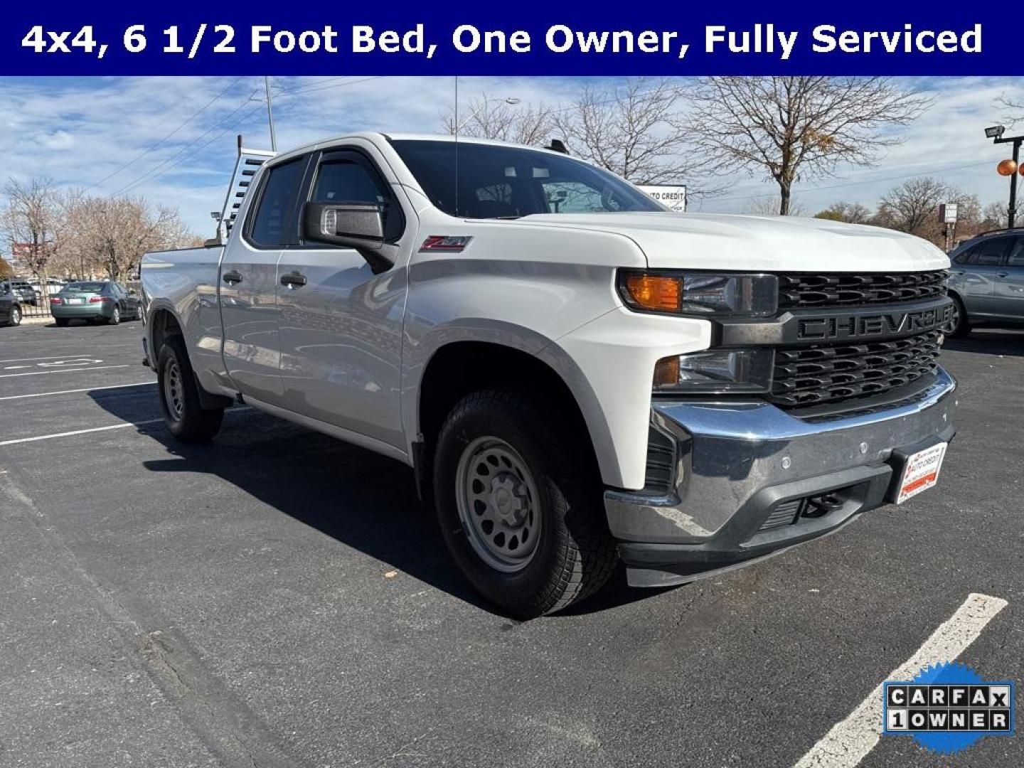 2019 Summit White /Black Chevrolet Silverado 1500 WT (1GCRYAEFXKZ) with an EcoTec3 5.3L V8 engine, Automatic transmission, located at 10890 W. Colfax Ave., Lakewood, CO, 80215, (303) 274-7692, 39.739914, -105.120132 - 2019 Chevrolet Silverado 1500 4x4, Quad Cab in great condition and fully serviced. This truck is ready for work or pleasure and equiped with the desirable 5.3L engine. <br>All Cars Have Clean Titles And Are Serviced Before Sale., CarfaxOne Owner, No Accidents, Backup Camera, Non Smoker, No Pet Odor - Photo#2