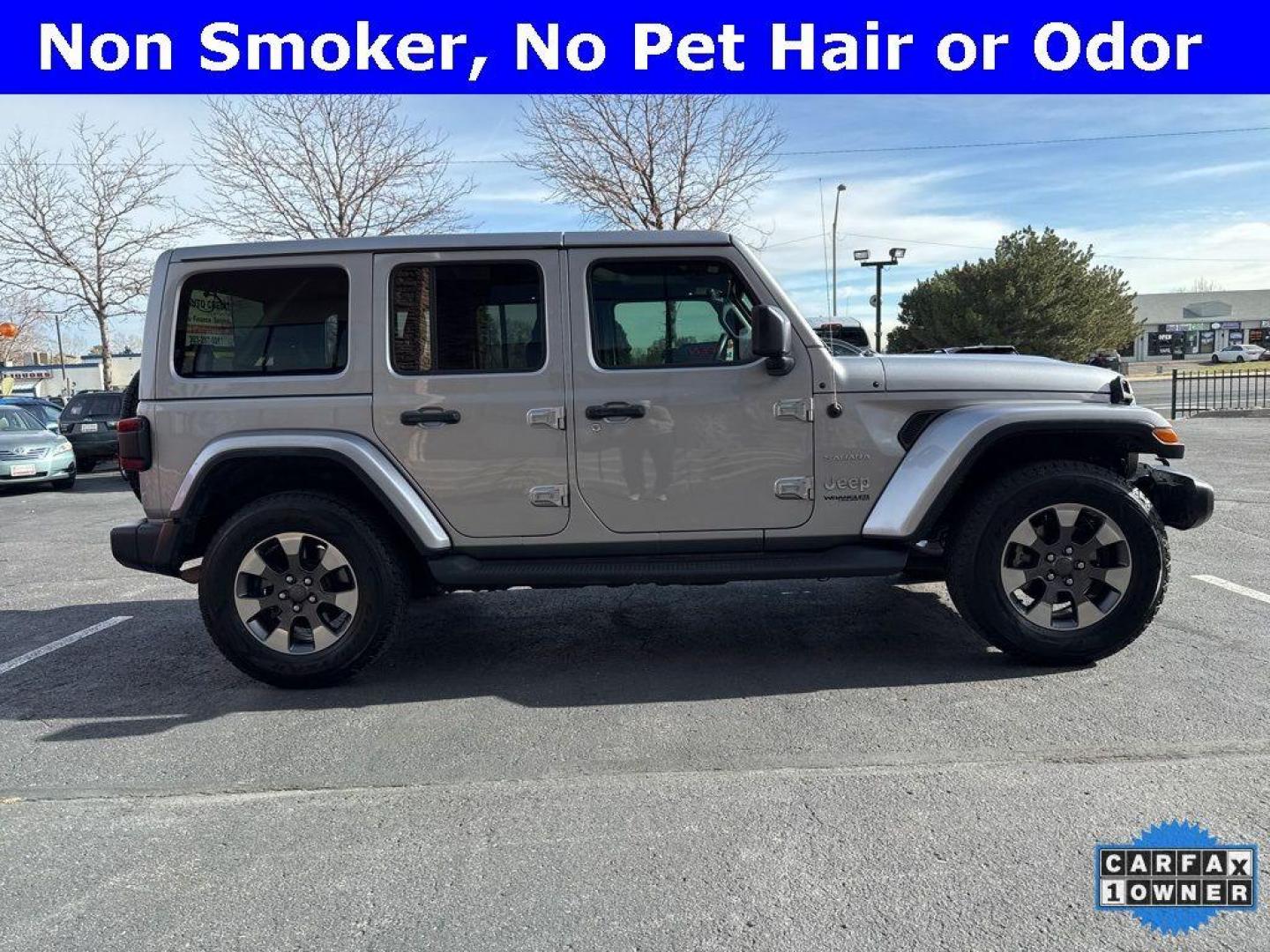 2018 SILVER Jeep Wrangler Unlimited Sahara (1C4HJXEG2JW) with an V6, 3.6L engine, Automatic transmission, located at 10890 W. Colfax Ave., Lakewood, CO, 80215, (303) 274-7692, 39.739914, -105.120132 - <b>Summary</b><br>One Owner And In Excellent Condition, Apple/ Android Carplay, Fully Serviced And Ready For Colorado! Non smoker, you will not find a cleaner Jeep Wrangler anywhere. Never off roaded and not a scratch on this one.<br><br><b>Vehicle Details</b><br>Discover the rugged elegance and off - Photo#3