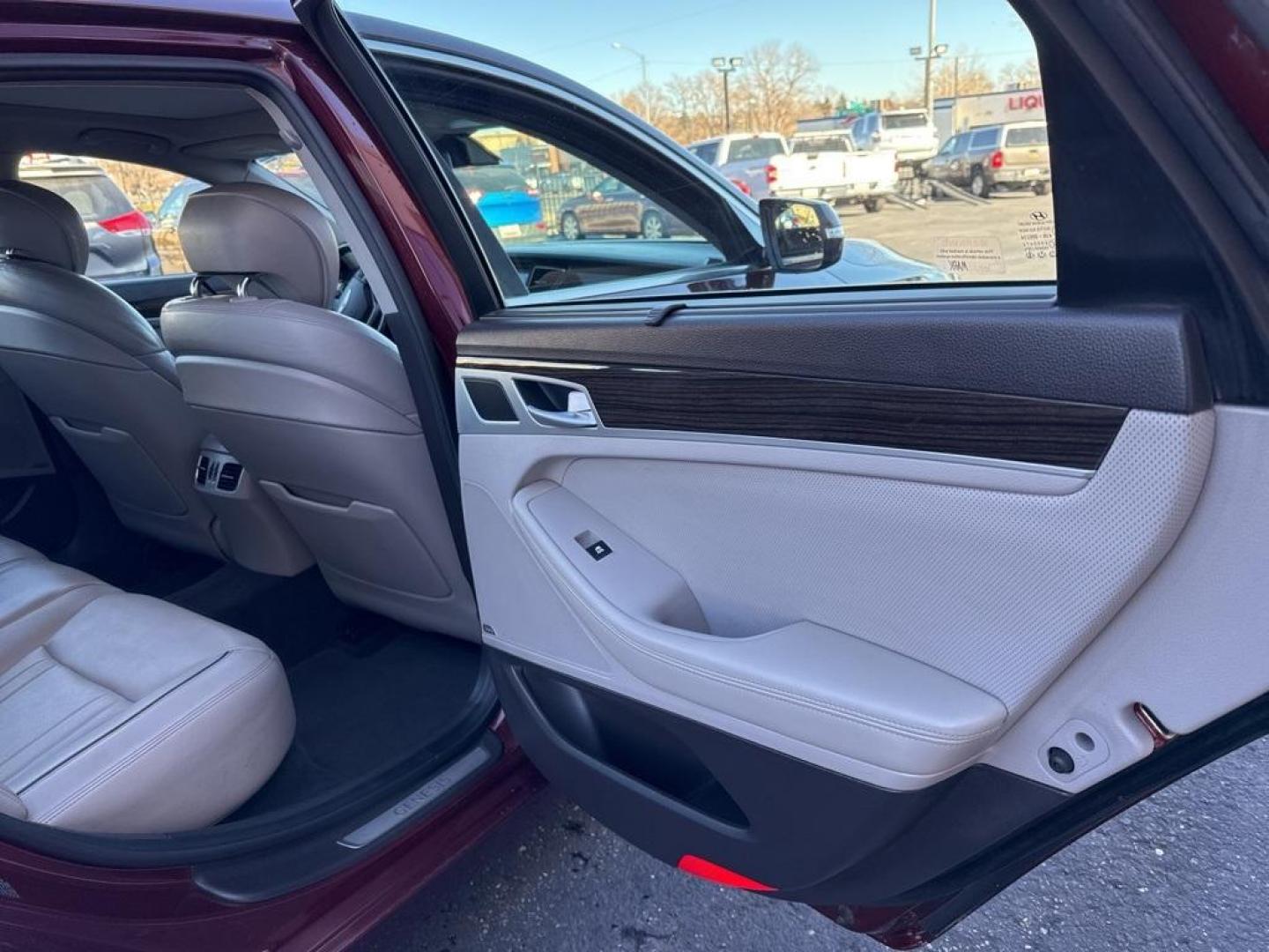 2015 RED Hyundai Genesis Base (KMHGN4JEXFU) with an V6, 3.8L engine, Automatic transmission, located at 10890 W. Colfax Ave., Lakewood, CO, 80215, (303) 274-7692, 39.739914, -105.120132 - Discover the blend of luxury and performance with this 2015 Hyundai Genesis Base, a distinguished choice for discerning drivers. This exceptional vehicle is powered by a robust V6, 3.8L engine, delivering a smooth and responsive driving experience with its Rear-Wheel Drive (RWD) configuration. The H - Photo#64