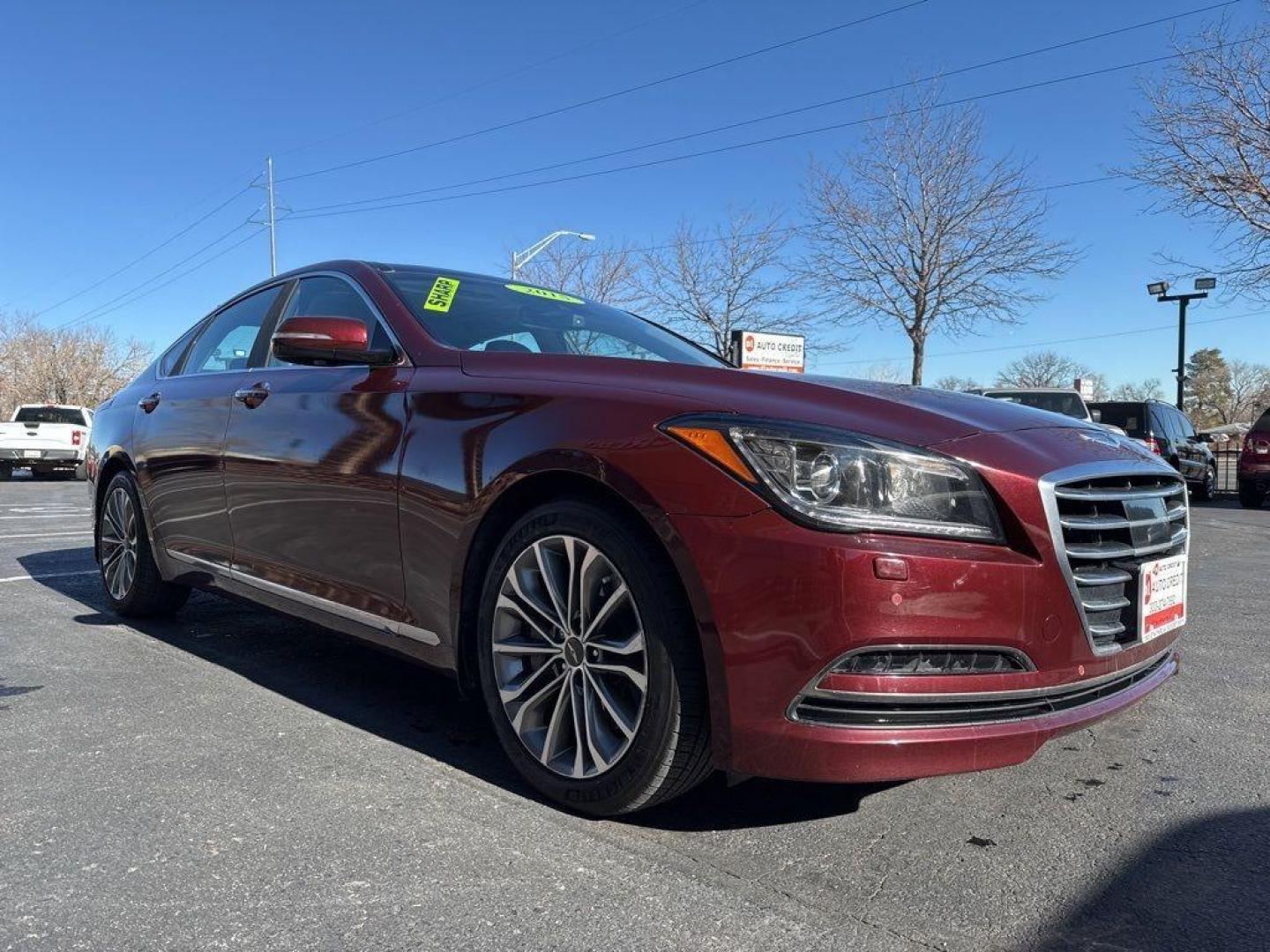 2015 RED Hyundai Genesis Base (KMHGN4JEXFU) with an V6, 3.8L engine, Automatic transmission, located at 10890 W. Colfax Ave., Lakewood, CO, 80215, (303) 274-7692, 39.739914, -105.120132 - Discover the blend of luxury and performance with this 2015 Hyundai Genesis Base, a distinguished choice for discerning drivers. This exceptional vehicle is powered by a robust V6, 3.8L engine, delivering a smooth and responsive driving experience with its Rear-Wheel Drive (RWD) configuration. The H - Photo#2