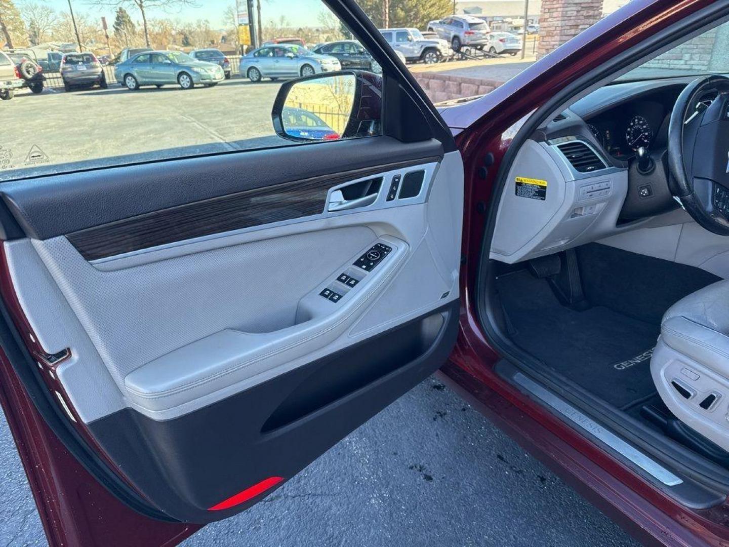 2015 RED Hyundai Genesis Base (KMHGN4JEXFU) with an V6, 3.8L engine, Automatic transmission, located at 10890 W. Colfax Ave., Lakewood, CO, 80215, (303) 274-7692, 39.739914, -105.120132 - Discover the blend of luxury and performance with this 2015 Hyundai Genesis Base, a distinguished choice for discerning drivers. This exceptional vehicle is powered by a robust V6, 3.8L engine, delivering a smooth and responsive driving experience with its Rear-Wheel Drive (RWD) configuration. The H - Photo#31