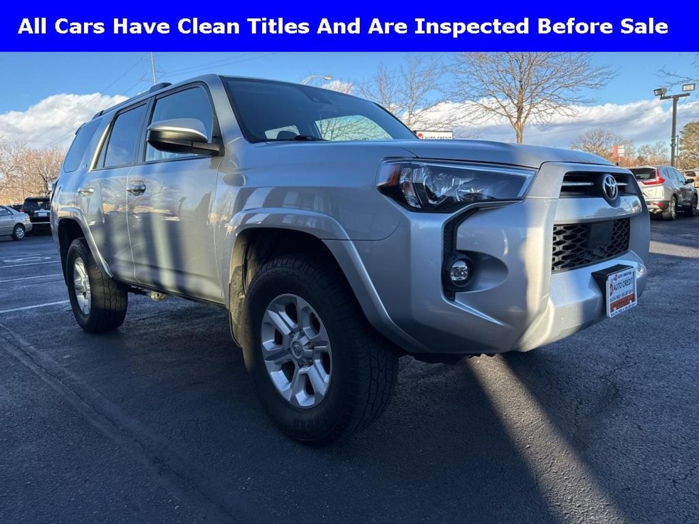 2021 Classic Silver Metallic /Gray Toyota 4Runner SR5 (JTEMU5JR1M5) with an 4.0L V6 SMPI DOHC engine, Automatic transmission, located at 10890 W. Colfax Ave., Lakewood, CO, 80215, (303) 274-7692, 39.739914, -105.120132 - 2021 Toyota 4Runner SR5 4WD With 3rd Row Seating!! No accidents and has a clean title. Well maintained and loaded with, Apple/ Android Carplay, backup camera, 3 rows of seating, power seat and more. <br><br> All Cars Have Clean Titles And Are Serviced Before Sale., Clean Carfax, No Accident, Apple/ - Photo#2