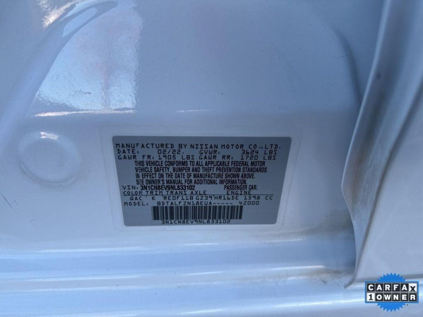 2022 WHITE /ACTUAL Nissan Versa SV (3N1CN8EV9NL) with an 4 Cyl, 1.6L engine, Automatic transmission, located at 10890 W. Colfax Ave., Lakewood, CO, 80215, (303) 274-7692, 39.739914, -105.120132 - Photo#28