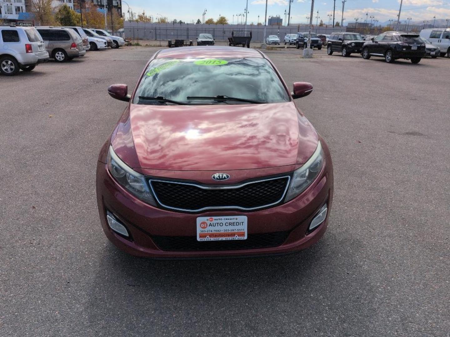 2015 RED Kia Optima EX (5XXGN4A71FG) with an 4 Cyl, 2.4L engine, Automatic transmission, located at 10890 W. Colfax Ave., Lakewood, CO, 80215, (303) 274-7692, 39.739914, -105.120132 - Photo#1