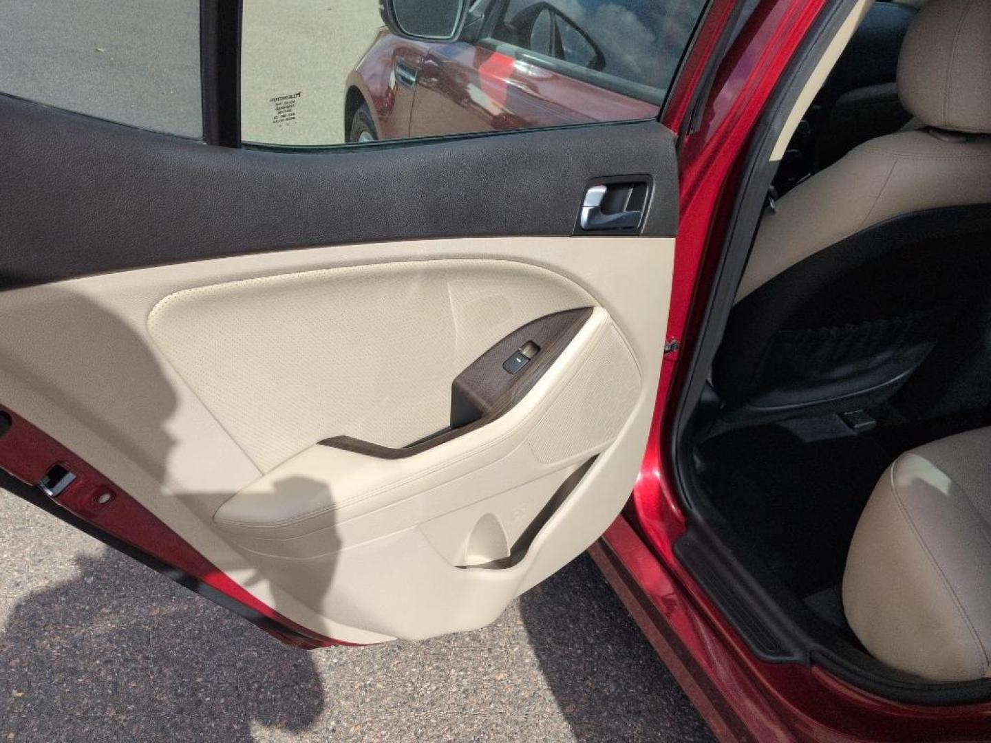 2015 RED Kia Optima EX (5XXGN4A71FG) with an 4 Cyl, 2.4L engine, Automatic transmission, located at 10890 W. Colfax Ave., Lakewood, CO, 80215, (303) 274-7692, 39.739914, -105.120132 - Photo#14