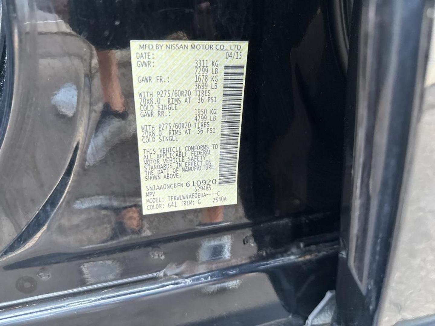 2015 BLACK Nissan Armada SL 4WD (5N1AA0NC6FN) with an V8, 5.6L engine, Automatic transmission, located at 10890 W. Colfax Ave., Lakewood, CO, 80215, (303) 274-7692, 39.739914, -105.120132 - Photo#72