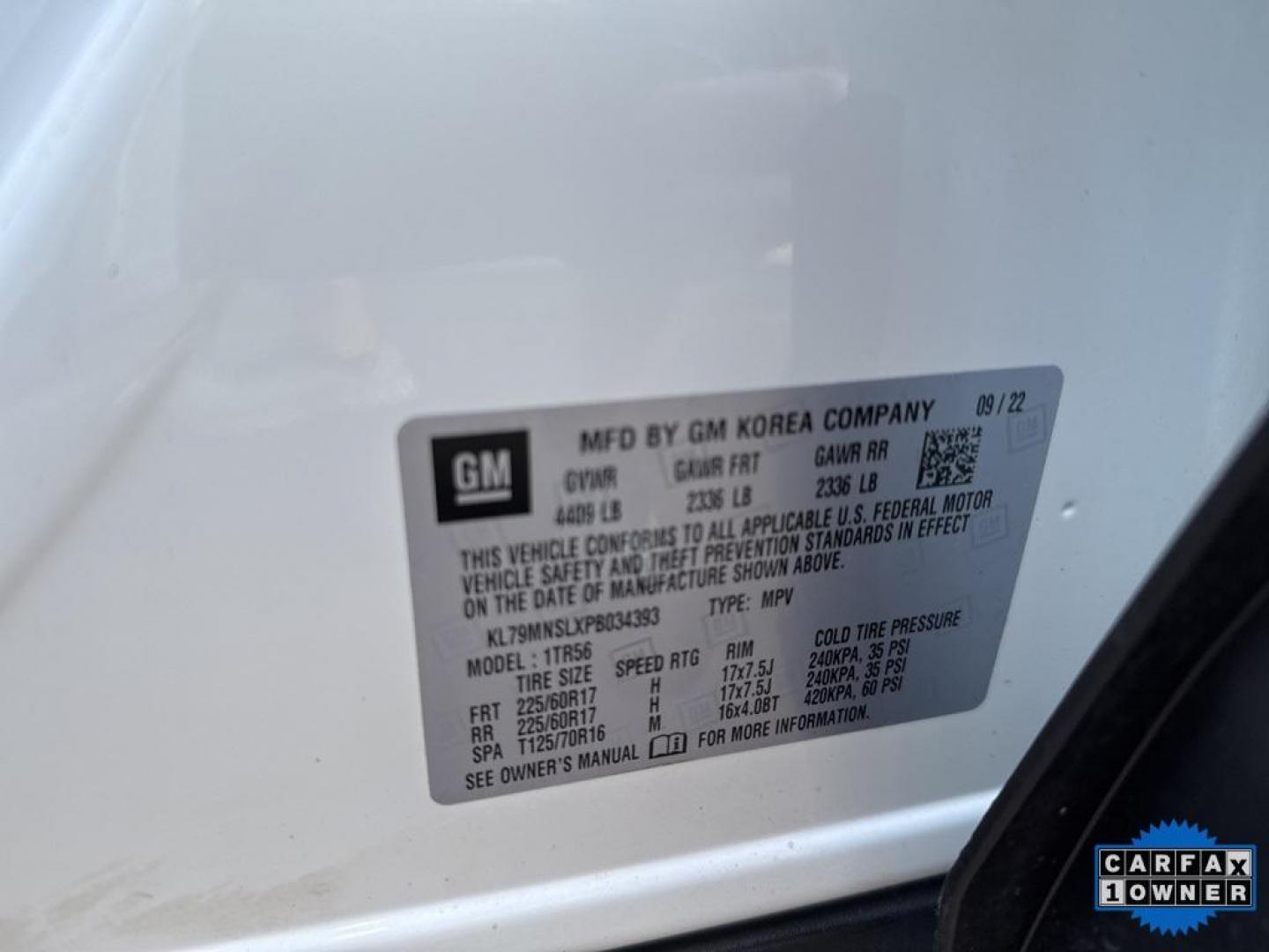 2023 WHITE /GRAY Chevrolet TrailBlazer LS (KL79MNSLXPB) with an 3 Cyl, 1.3L engine, Automatic transmission, located at 10890 W. Colfax Ave., Lakewood, CO, 80215, (303) 274-7692, 39.739914, -105.120132 - Photo#52