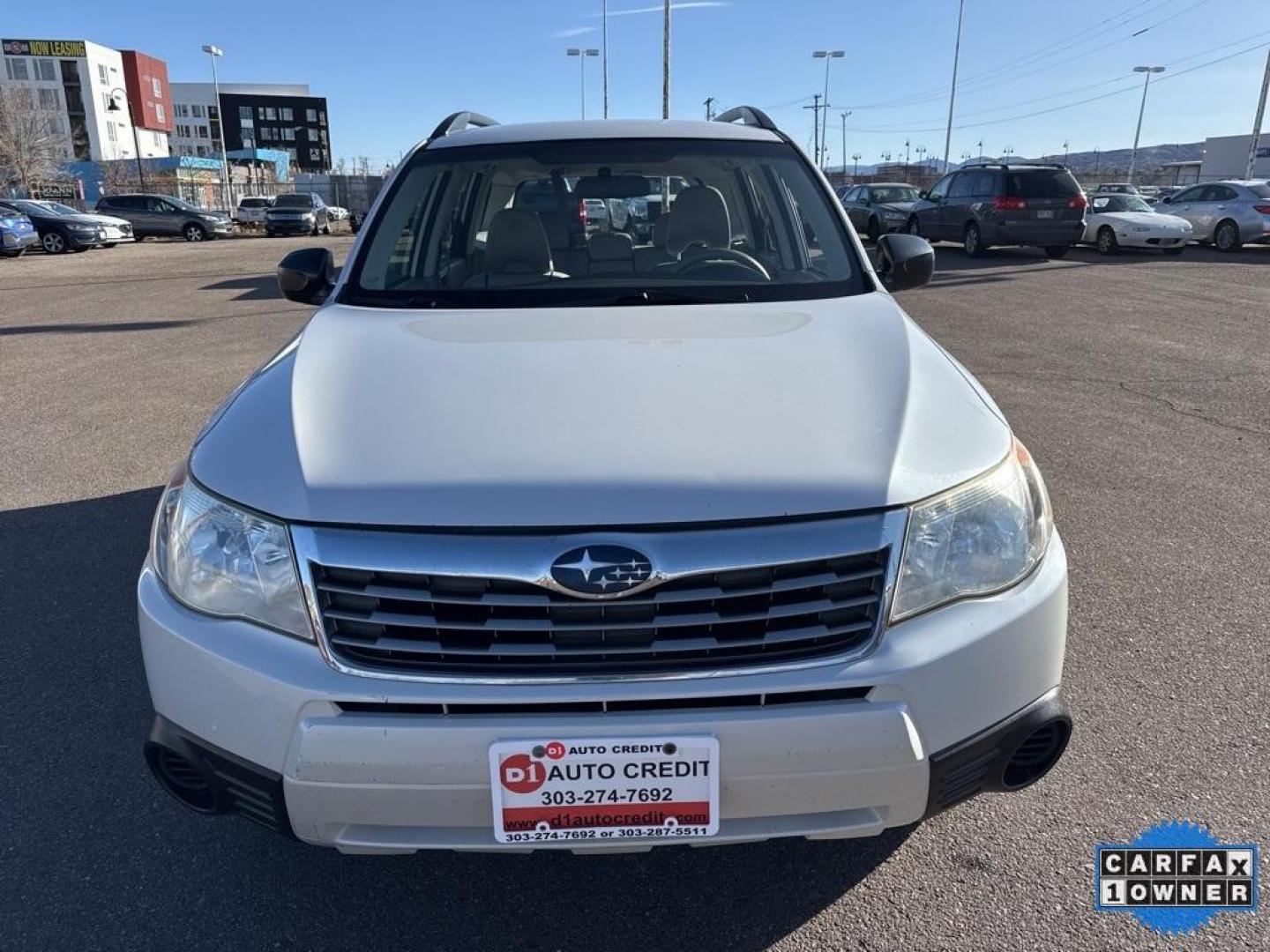 2010 Satin White Pearl /Aurora Platinum Subaru Forester 2.5X (JF2SH6BC5AH) with an 2.5L H4 SMPI SOHC 16V LEV II 170hp engine, Automatic transmission, located at 10890 W. Colfax Ave., Lakewood, CO, 80215, (303) 274-7692, 39.739914, -105.120132 - 2010 Subaru Forester CARFAX One-Owner, very clean inside and out! AWD Special Edition All Cars Have Clean Titles And Are Serviced Before Sale., New Tires, Non Smoker, No Pet Odor Or Hair, AWD.<br><br>D1 Auto NEVER charges dealer fees! All cars have clean titles and have been inspected for mechanical - Photo#1