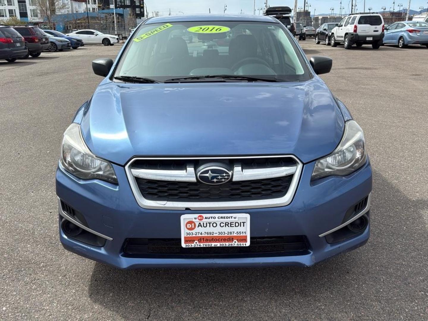 2016 BLUE Subaru Impreza Base (JF1GJAA64GG) with an 4 Cyl, 2.0L engine, Manual transmission, located at 10890 W. Colfax Ave., Lakewood, CO, 80215, (303) 274-7692, 39.739914, -105.120132 - Photo#1