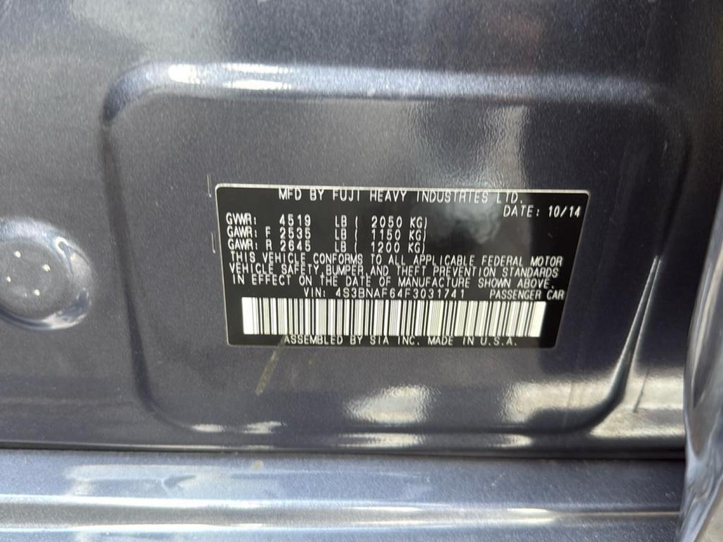 2015 GRAY Subaru Legacy 2.5i Premium (4S3BNAF64F3) with an 4 Cyl, 2.5L engine, Automatic transmission, located at 10890 W. Colfax Ave., Lakewood, CO, 80215, (303) 274-7692, 39.739914, -105.120132 - Photo#28