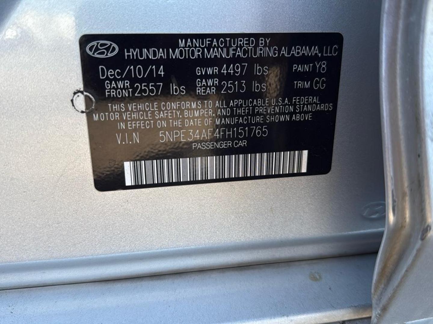 2015 SILVER Hyundai Sonata SPORT (5NPE34AF4FH) with an 4 Cyl, 2.4L engine, Automatic transmission, located at 10890 W. Colfax Ave., Lakewood, CO, 80215, (303) 274-7692, 39.739914, -105.120132 - Photo#26