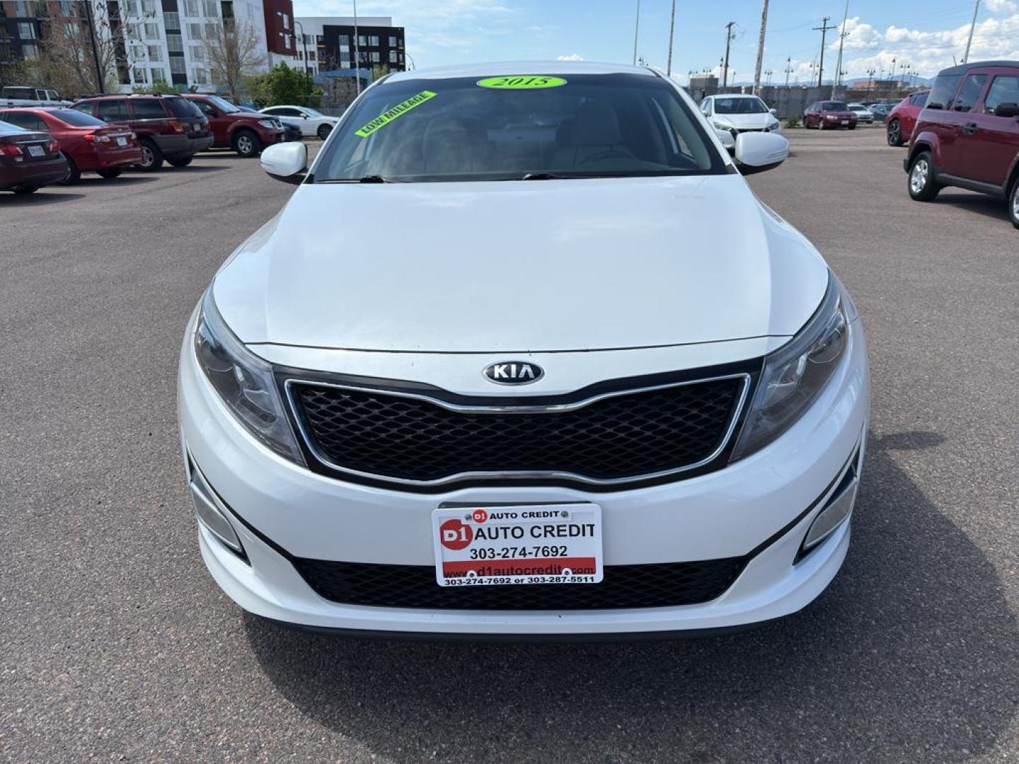 2015 WHITE Kia Optima LX (5XXGM4A71FG) with an 4 Cyl, 2.4L engine, Automatic transmission, located at 10890 W. Colfax Ave., Lakewood, CO, 80215, (303) 274-7692, 39.739914, -105.120132 - Photo#1