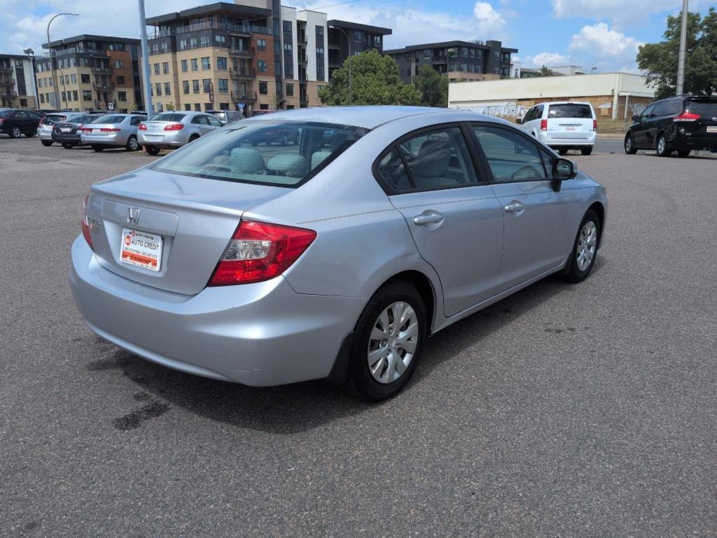 2012 GRAY Honda Civic LX (2HGFB2F50CH) with an 4 Cyl, 1.8L engine, Automatic transmission, located at 10890 W. Colfax Ave., Lakewood, CO, 80215, (303) 274-7692, 39.739914, -105.120132 - Photo#4