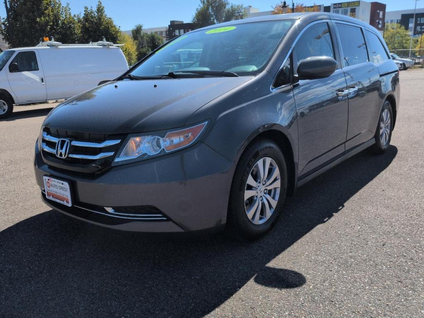 2014 GRAY Honda Odyssey EX-L (5FNRL5H65EB) with an V6, 3.5L engine, Automatic transmission, located at 10890 W. Colfax Ave., Lakewood, CO, 80215, (303) 274-7692, 39.739914, -105.120132 - Photo#0