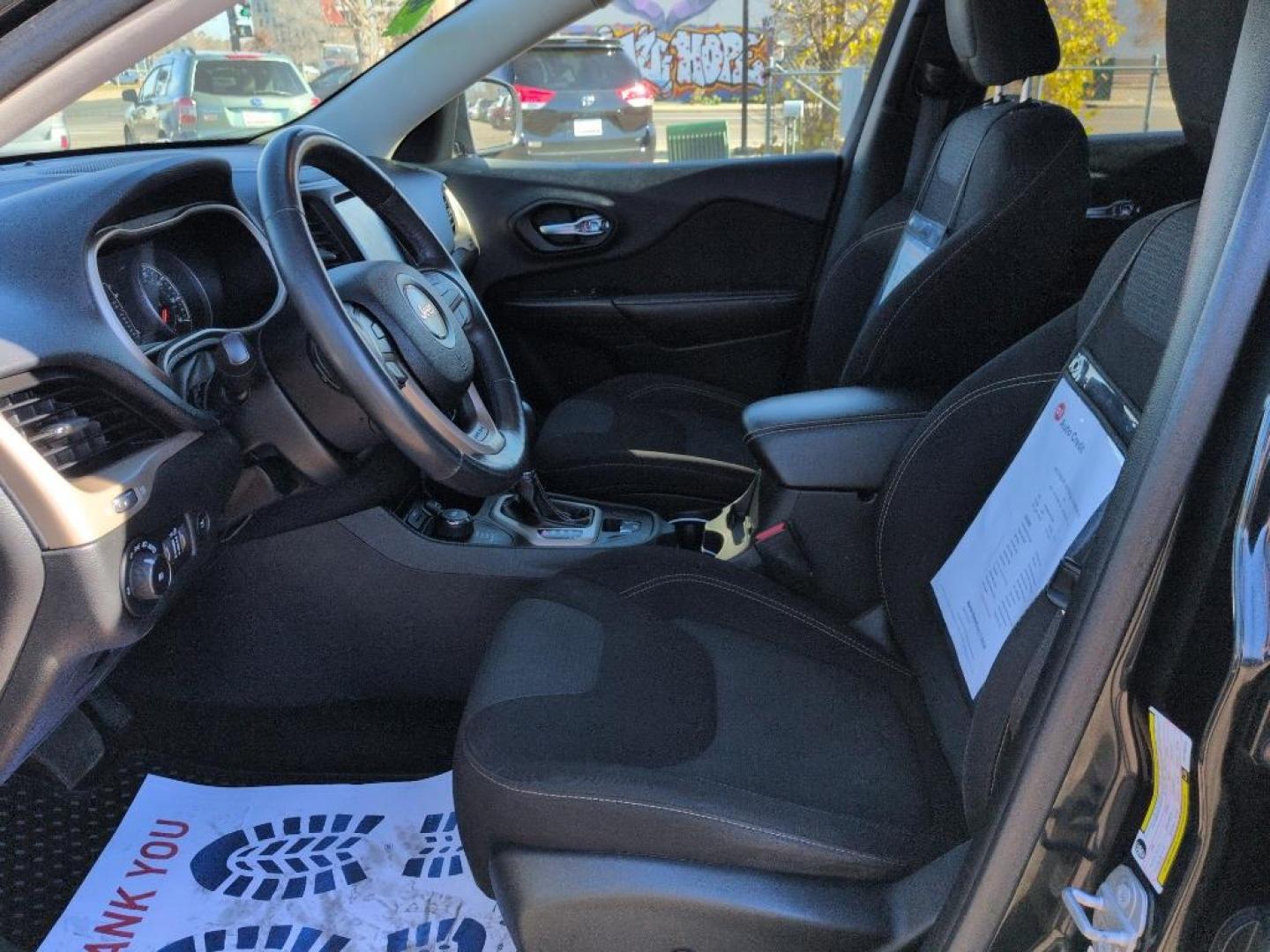 2015 BLACK Jeep Cherokee Latitude (1C4PJMCSXFW) with an V6, 3.2L engine, Automatic transmission, located at 10890 W. Colfax Ave., Lakewood, CO, 80215, (303) 274-7692, 39.739914, -105.120132 - Photo#9