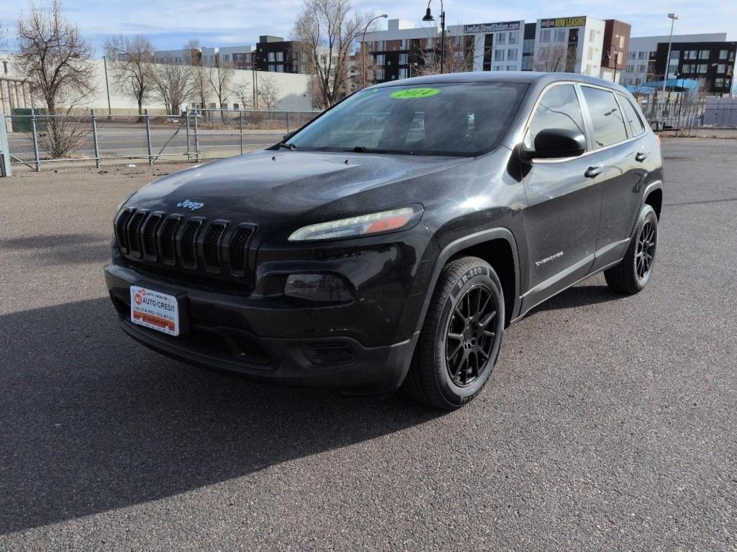 2014 BLACK Jeep Cherokee Sport (1C4PJLAB7EW) with an 4 Cyl, 2.4L engine, Automatic transmission, located at 10890 W. Colfax Ave., Lakewood, CO, 80215, (303) 274-7692, 39.739914, -105.120132 - Photo#0