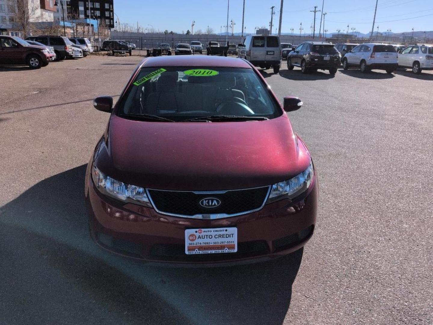 2010 RED Kia Forte EX (KNAFU4A23A5) with an 4 Cyl, 2.0L engine, Automatic transmission, located at 10890 W. Colfax Ave., Lakewood, CO, 80215, (303) 274-7692, 39.739914, -105.120132 - Photo#1