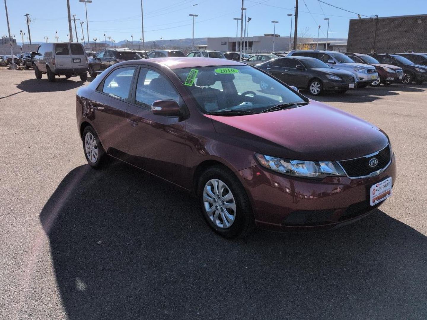 2010 RED Kia Forte EX (KNAFU4A23A5) with an 4 Cyl, 2.0L engine, Automatic transmission, located at 10890 W. Colfax Ave., Lakewood, CO, 80215, (303) 274-7692, 39.739914, -105.120132 - Photo#2
