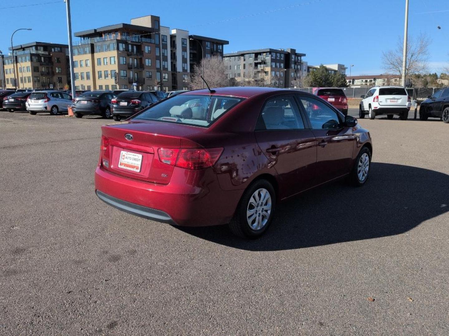 2010 RED Kia Forte EX (KNAFU4A23A5) with an 4 Cyl, 2.0L engine, Automatic transmission, located at 10890 W. Colfax Ave., Lakewood, CO, 80215, (303) 274-7692, 39.739914, -105.120132 - Photo#4