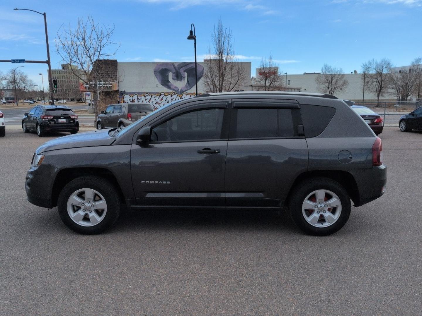 2014 GRAY Jeep Compass Sport (1C4NJCAA5ED) with an 4 Cyl, 2.0L engine, Manual transmission, located at 10890 W. Colfax Ave., Lakewood, CO, 80215, (303) 274-7692, 39.739914, -105.120132 - Photo#7