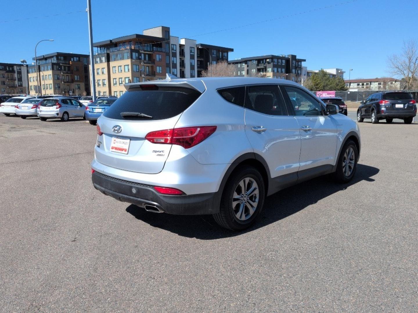 2014 SILVER Hyundai Santa Fe Sport Base (5XYZTDLB9EG) with an 4 Cyl, 2.4L engine, Automatic transmission, located at 10890 W. Colfax Ave., Lakewood, CO, 80215, (303) 274-7692, 39.739914, -105.120132 - Photo#4