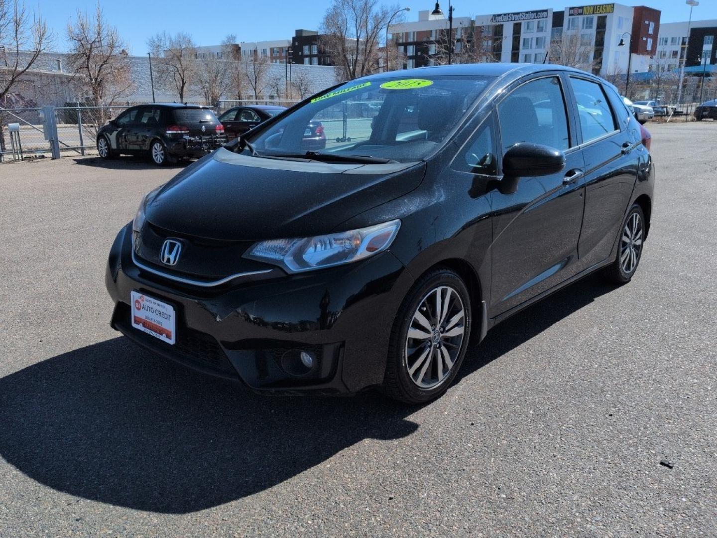 2015 BLACK Honda Fit EX-L (3HGGK5H83FM) with an 4 Cyl, 1.5L engine, Automatic transmission, located at 10890 W. Colfax Ave., Lakewood, CO, 80215, (303) 274-7692, 39.739914, -105.120132 - Photo#0