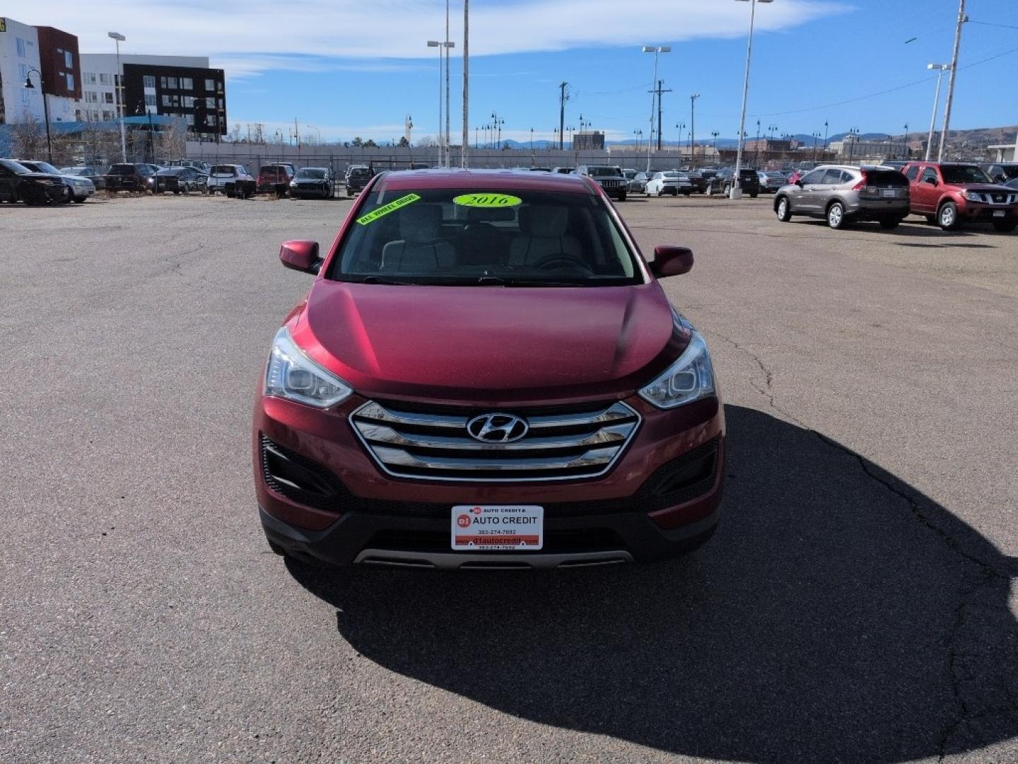 2016 RED Hyundai Santa Fe Sport Base (5XYZTDLB6GG) with an 4 Cyl, 2.4L engine, Automatic transmission, located at 10890 W. Colfax Ave., Lakewood, CO, 80215, (303) 274-7692, 39.739914, -105.120132 - Photo#1