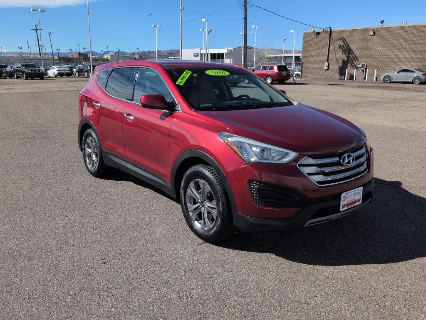 2016 RED Hyundai Santa Fe Sport Base (5XYZTDLB6GG) with an 4 Cyl, 2.4L engine, Automatic transmission, located at 10890 W. Colfax Ave., Lakewood, CO, 80215, (303) 274-7692, 39.739914, -105.120132 - Photo#2