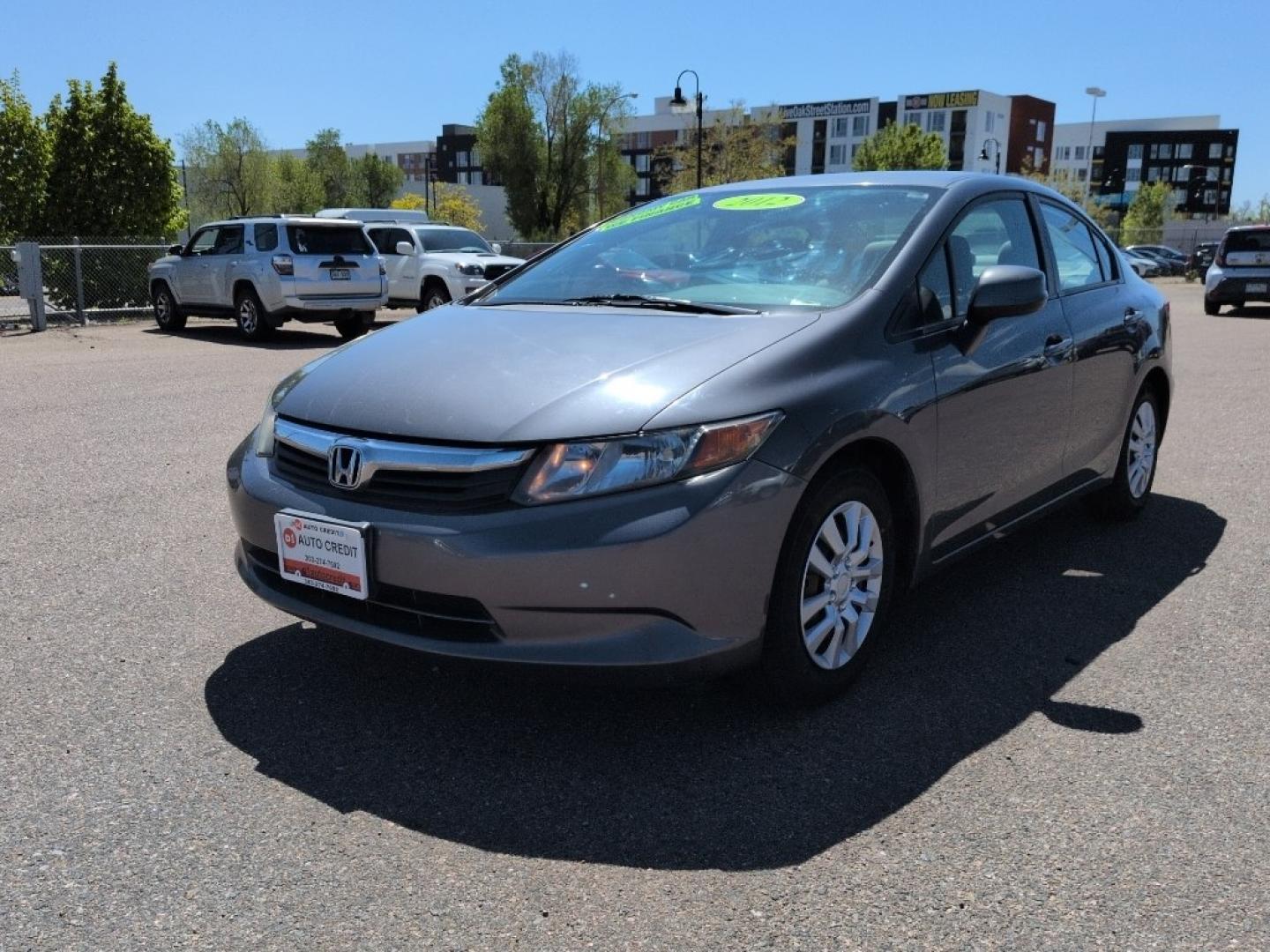 2012 GRAY Honda Civic LX (2HGFB2F50CH) with an 4 Cyl, 1.8L engine, Automatic transmission, located at 10890 W. Colfax Ave., Lakewood, CO, 80215, (303) 274-7692, 39.739914, -105.120132- Photo#0