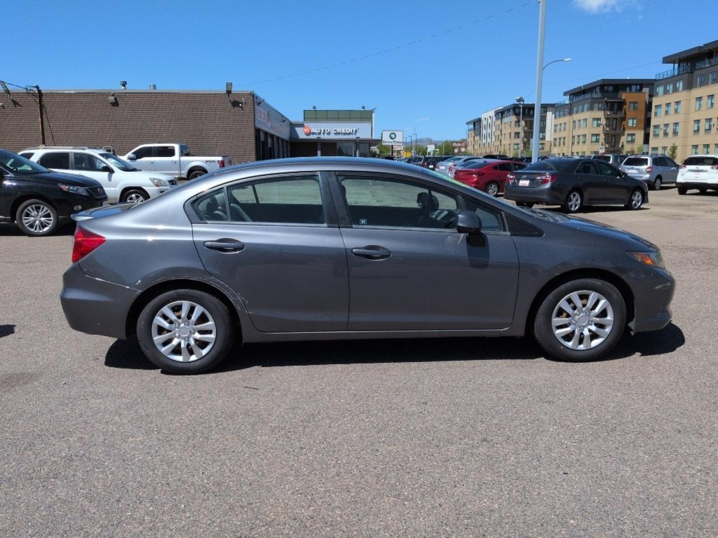 2012 GRAY Honda Civic LX (2HGFB2F50CH) with an 4 Cyl, 1.8L engine, Automatic transmission, located at 10890 W. Colfax Ave., Lakewood, CO, 80215, (303) 274-7692, 39.739914, -105.120132- Photo#3
