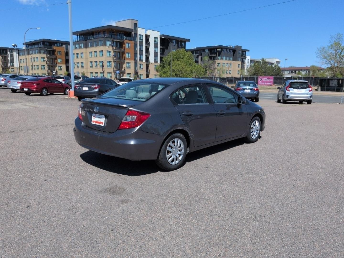 2012 GRAY Honda Civic LX (2HGFB2F50CH) with an 4 Cyl, 1.8L engine, Automatic transmission, located at 10890 W. Colfax Ave., Lakewood, CO, 80215, (303) 274-7692, 39.739914, -105.120132- Photo#4
