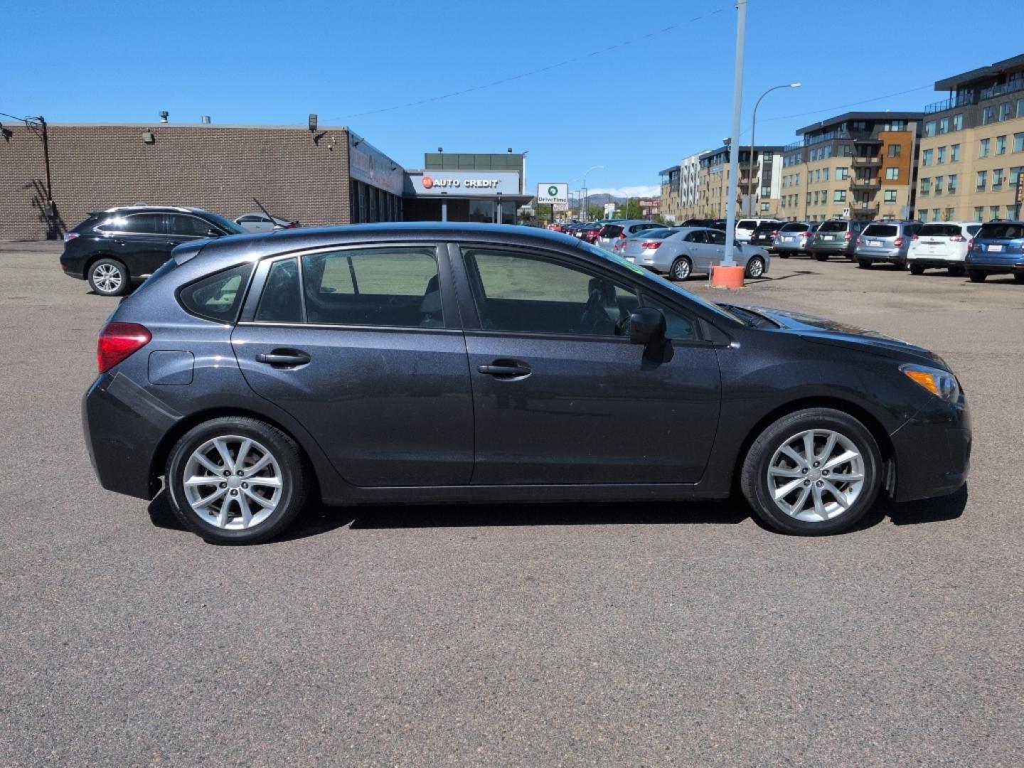 2014 GRAY Subaru Impreza Premium AWP (JF1GPAC64E8) with an 4 Cyl, 2.0L engine, Automatic transmission, located at 10890 W. Colfax Ave., Lakewood, CO, 80215, (303) 274-7692, 39.739914, -105.120132- Photo#3