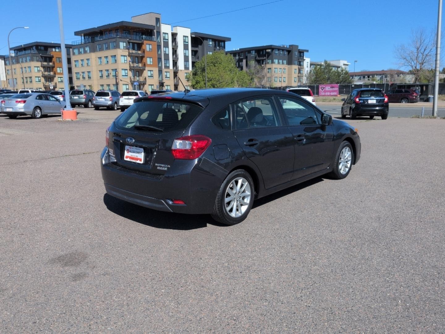 2014 GRAY Subaru Impreza Premium AWP (JF1GPAC64E8) with an 4 Cyl, 2.0L engine, Automatic transmission, located at 10890 W. Colfax Ave., Lakewood, CO, 80215, (303) 274-7692, 39.739914, -105.120132- Photo#4