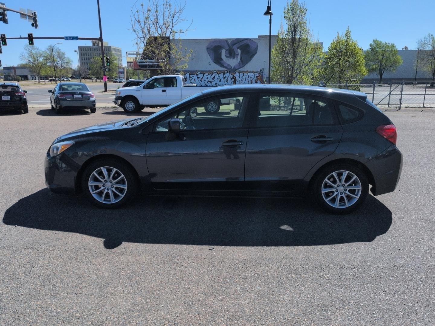 2014 GRAY Subaru Impreza Premium AWP (JF1GPAC64E8) with an 4 Cyl, 2.0L engine, Automatic transmission, located at 10890 W. Colfax Ave., Lakewood, CO, 80215, (303) 274-7692, 39.739914, -105.120132- Photo#7