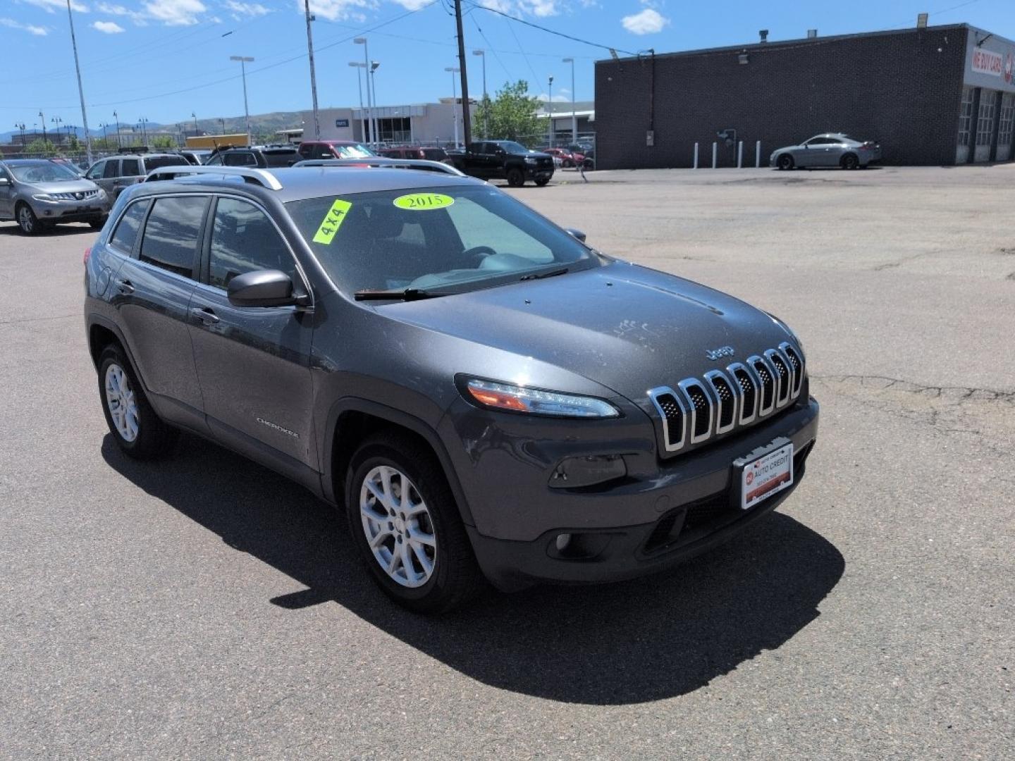 2015 GRAY Jeep Cherokee Latitude (1C4PJMCS8FW) with an V6, 3.2L engine, Automatic transmission, located at 10890 W. Colfax Ave., Lakewood, CO, 80215, (303) 274-7692, 39.739914, -105.120132- Photo#2