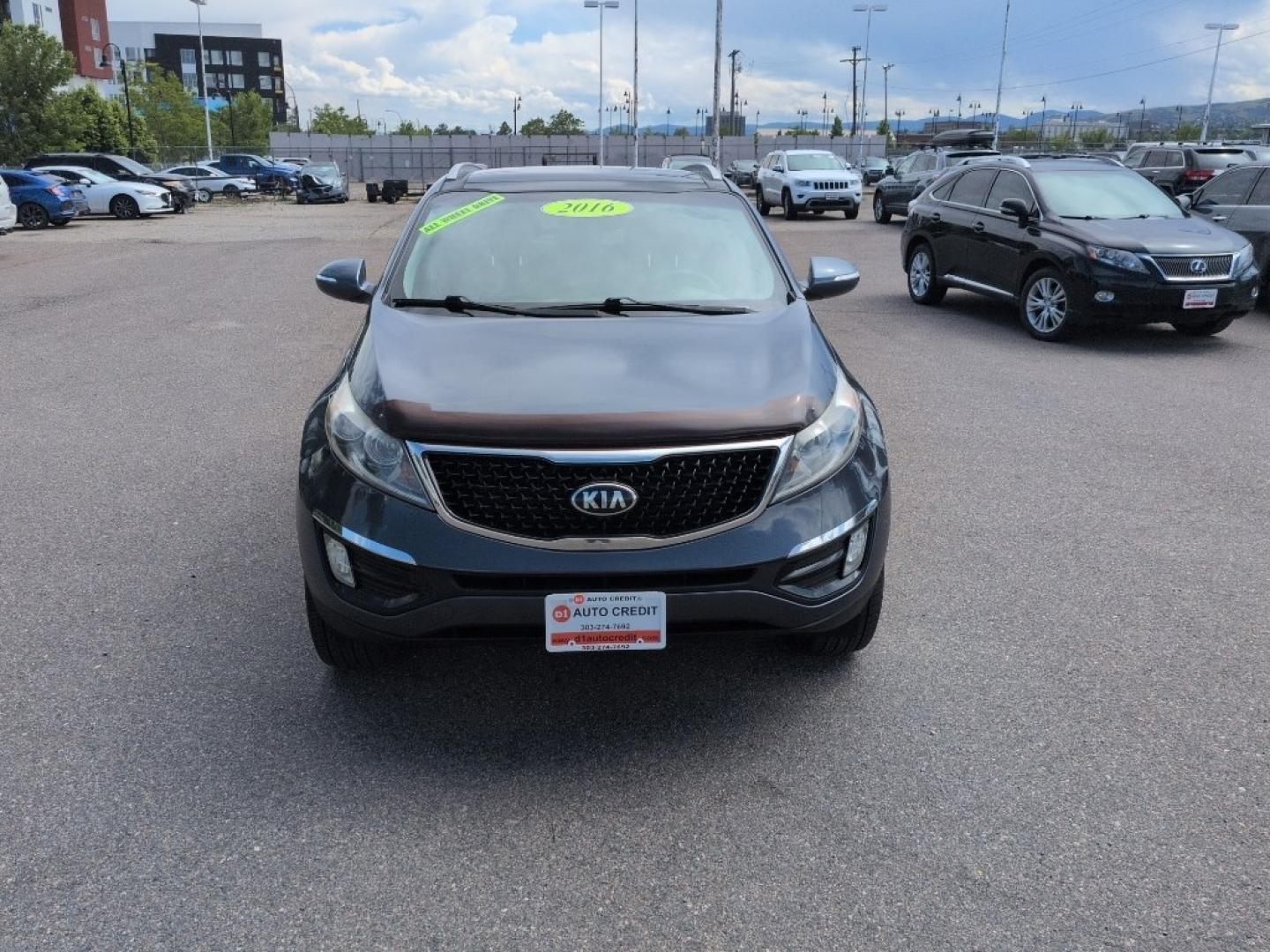 2016 BLUE Kia Sportage EX AWD (KNDPCCAC6G7) with an 4 Cyl, 2.4L engine, Automatic transmission, located at 10890 W. Colfax Ave., Lakewood, CO, 80215, (303) 274-7692, 39.739914, -105.120132- Photo#1